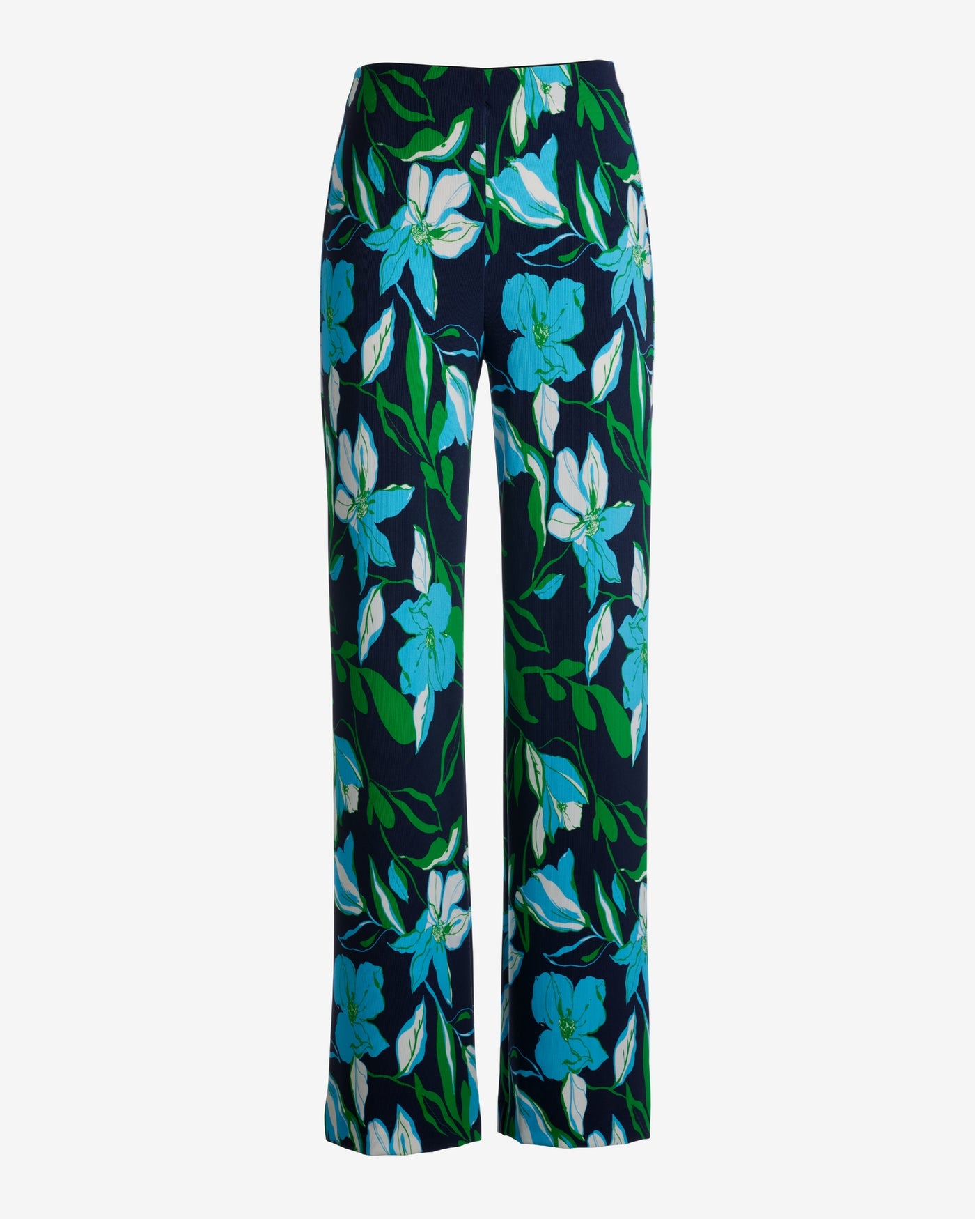 Beyond Travel Summer Lilies Navy Print High Rise Palazzo Pant Maritime Navy/Fern Green