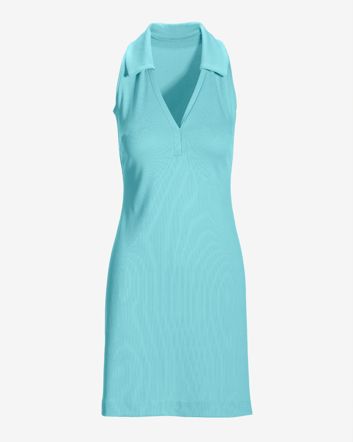Sleeveless Collared Rib Knit Dress Tanager Turquoise