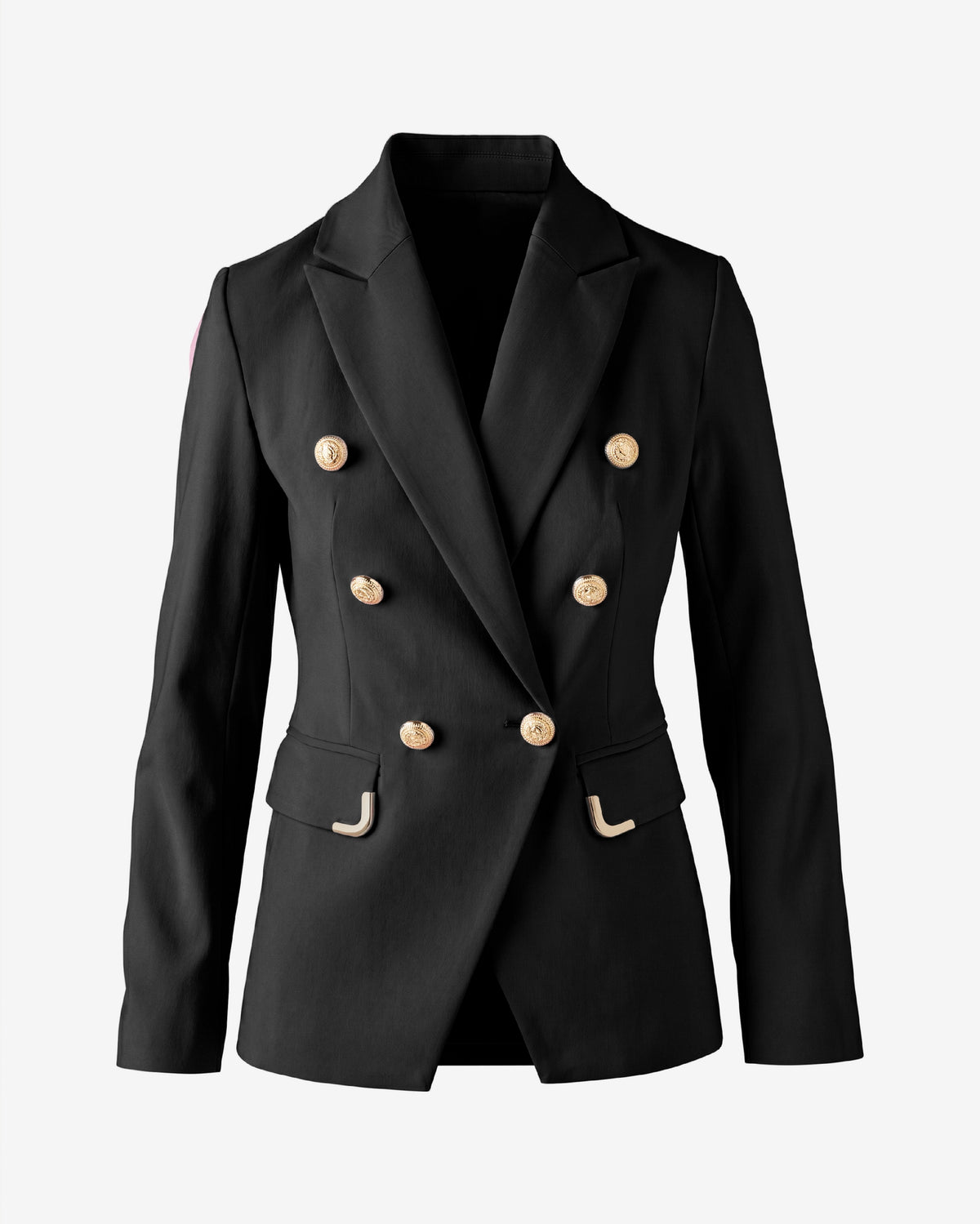 Hardware Trimmed Double Breasted Modern Blazer Proper Black