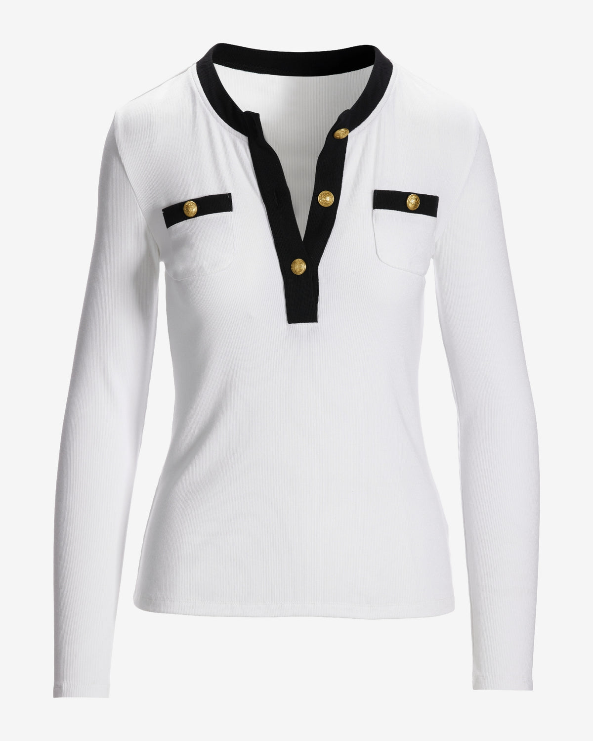So Essential Ribbed Colorblock Top White/Black