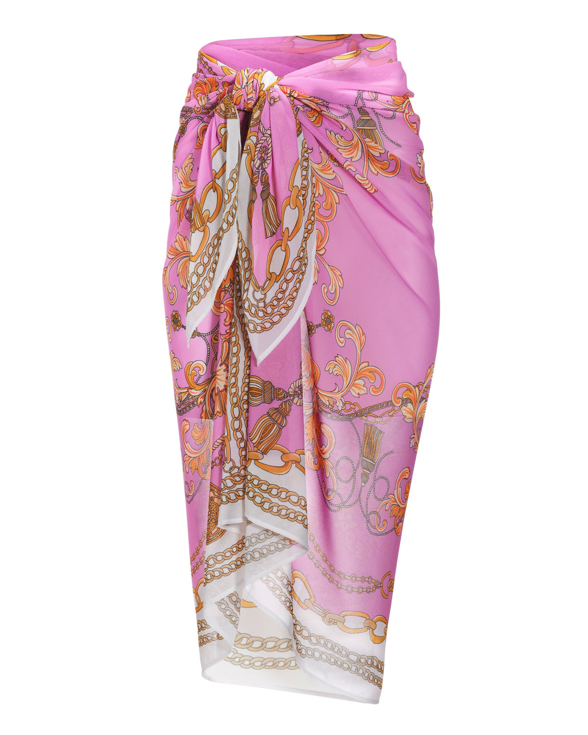Filigree Status Print Pareo Cover Up Pink