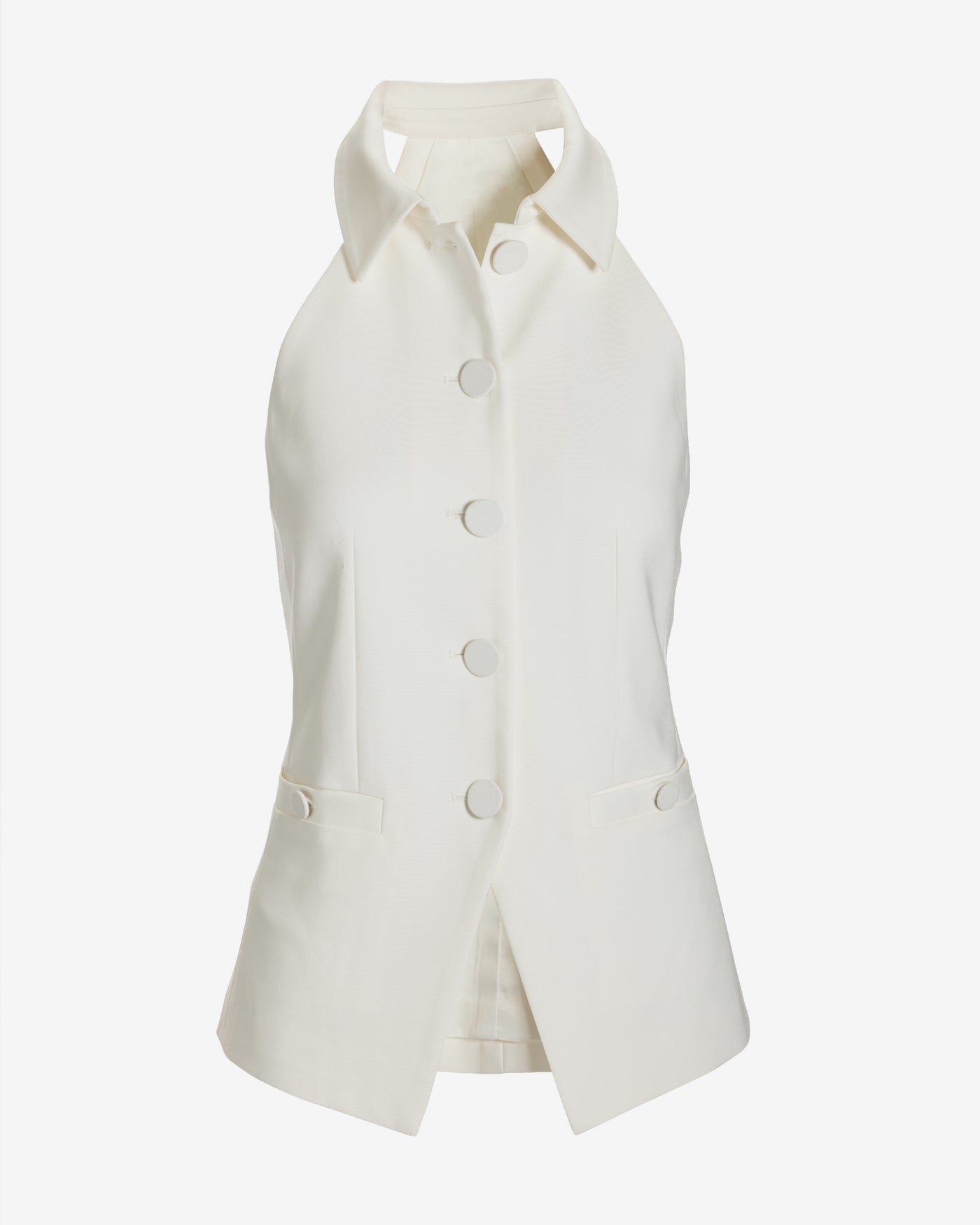 Modern Halter Cut Away Vest Ivory
