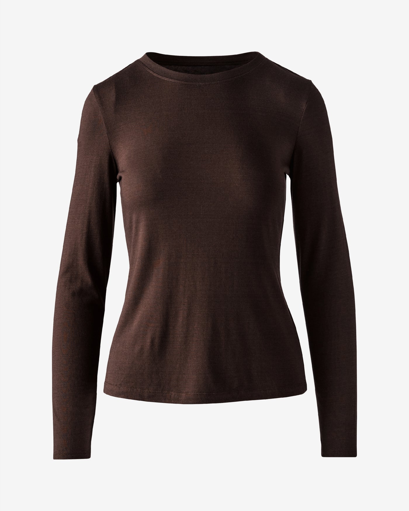 Long Sleeve Crew Neck T Shirt Safari Brown