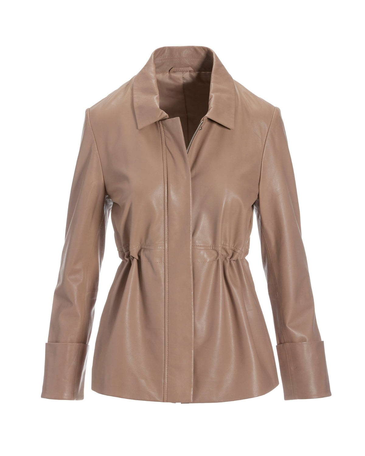 Chic Leather Shaped Utility Jacket Cornstalk