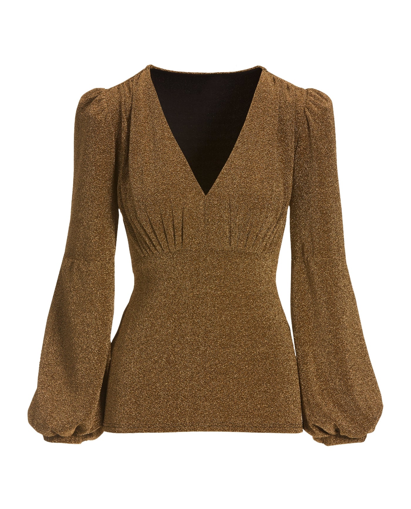 Shimmer Puff Sleeve Plunge Top Copper