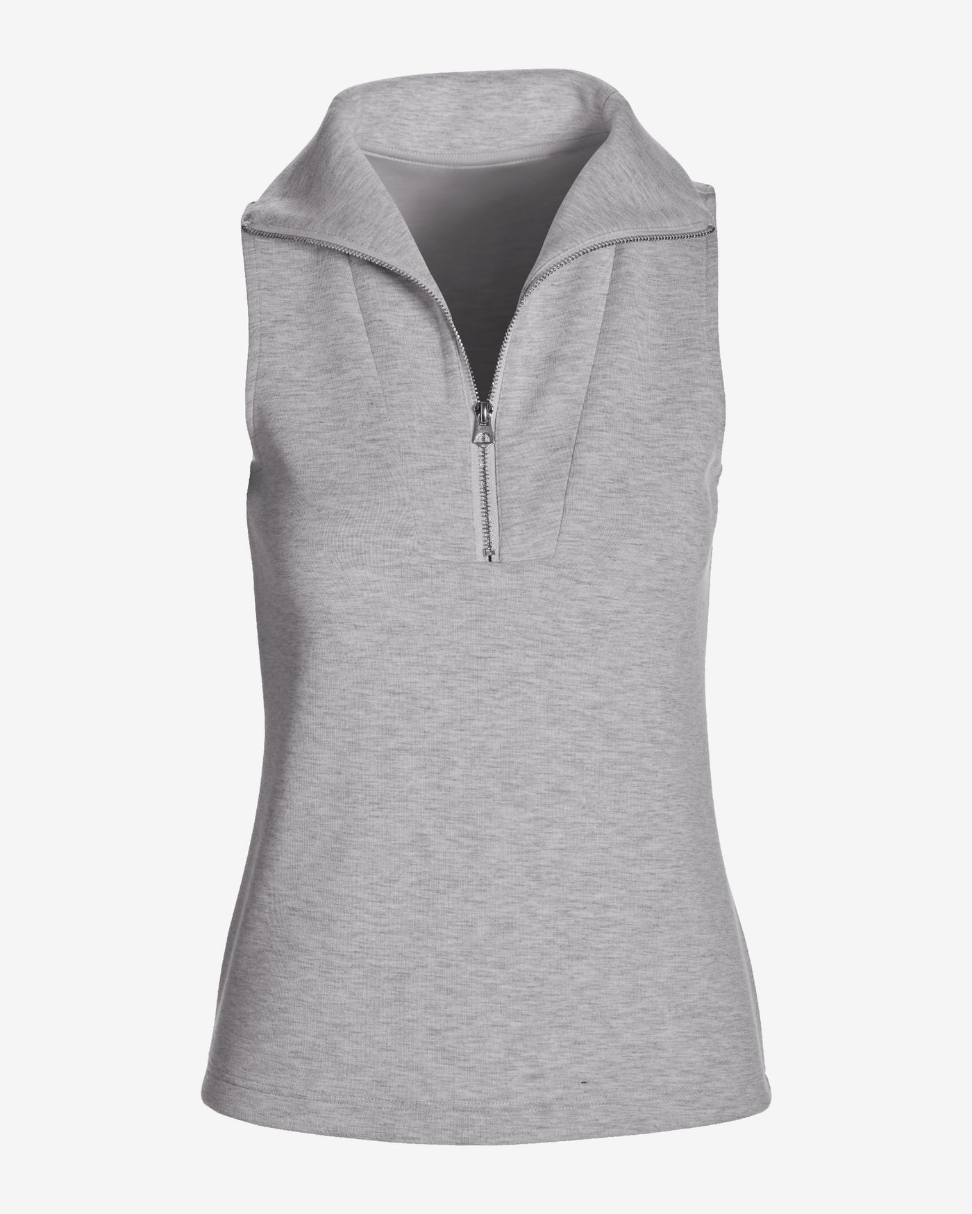 Luxe Lounge Half Zip Sleeveless Top Light Heather Gray