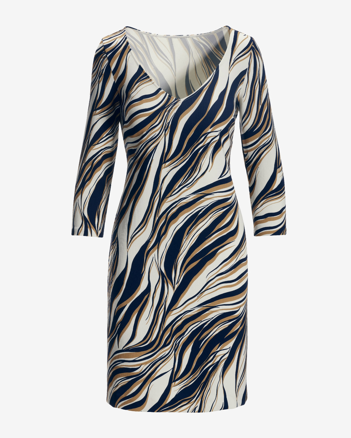 Beyond Travel Cape Town Zebra Print Short Dress Maritime Navy/Camel