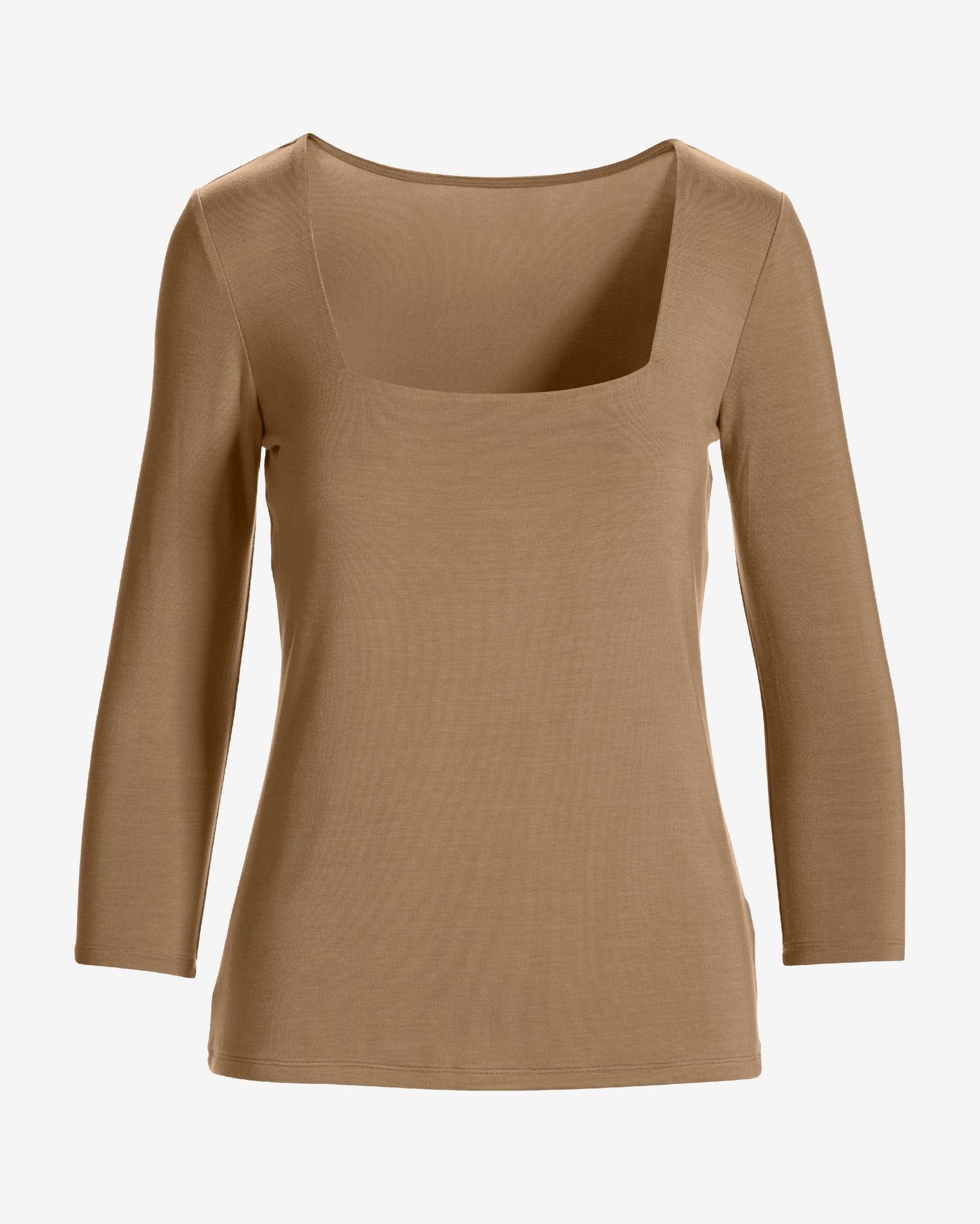 So Effortless Square Neck Three Quarter Sleeve Top Tigers Eye