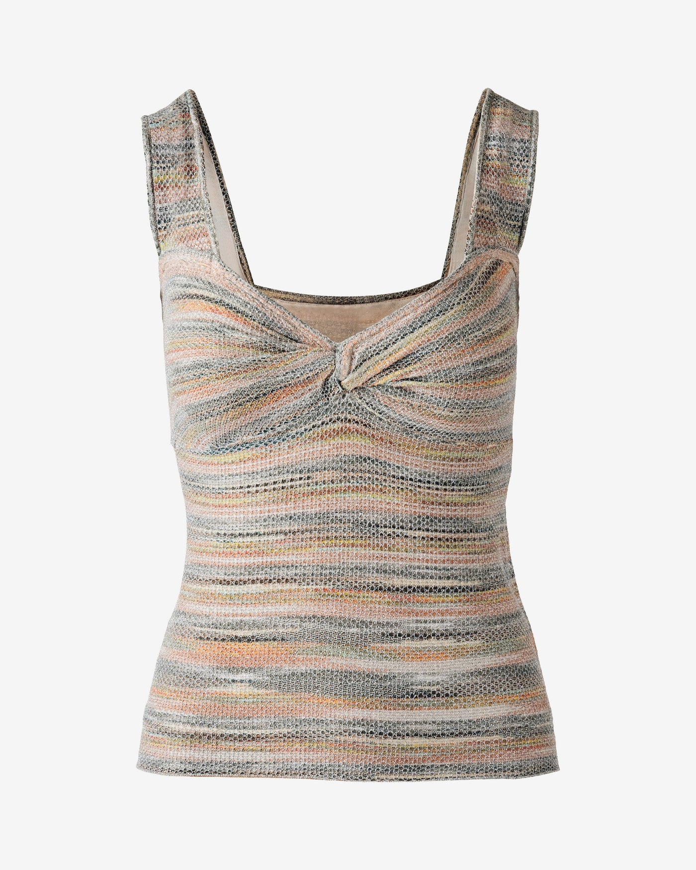 Spacedye Metallic Stripe Twist Front Sweater Tank Multi