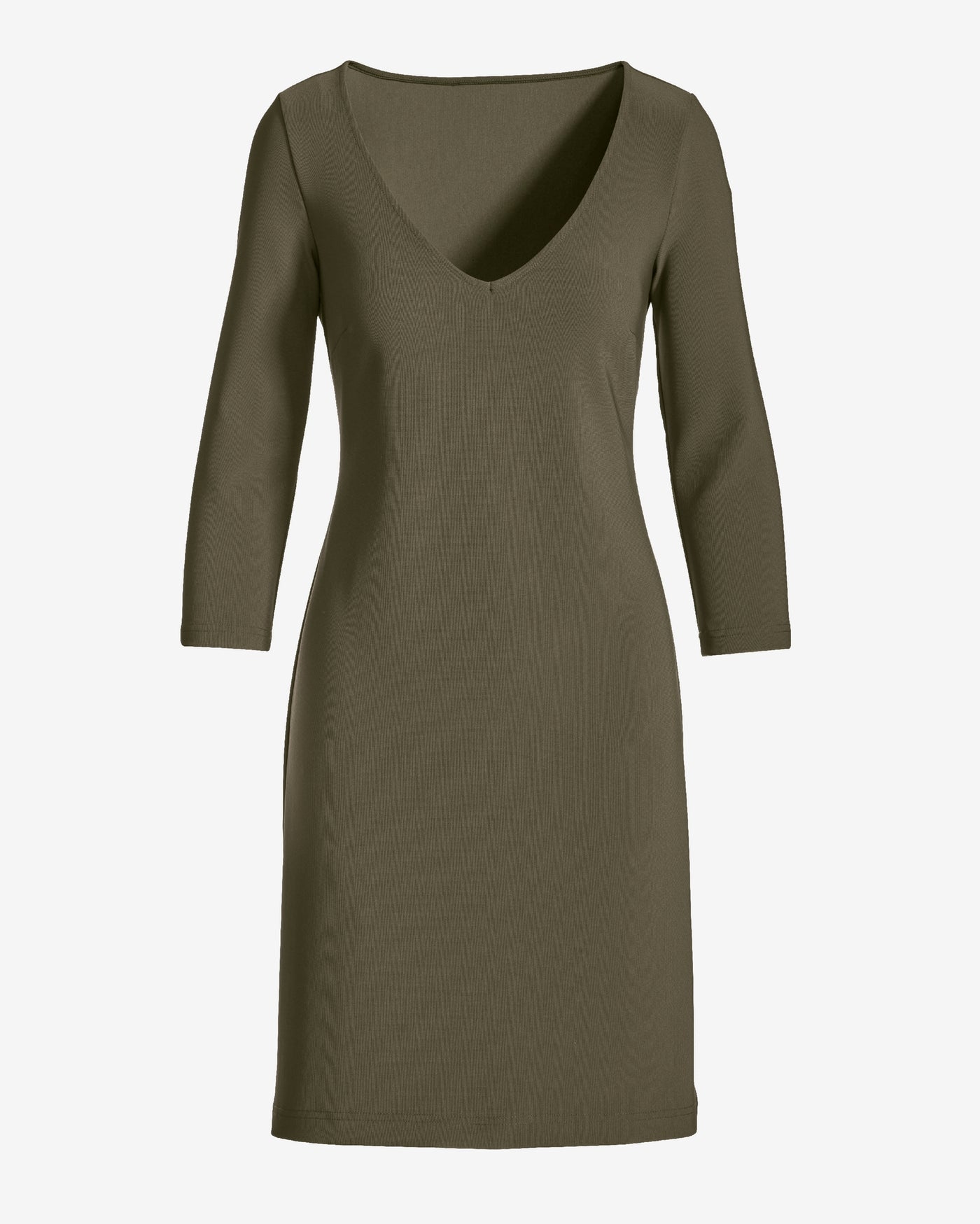 Beyond Travel Three-Quarter Sleeve V Neck Dress Olive Night