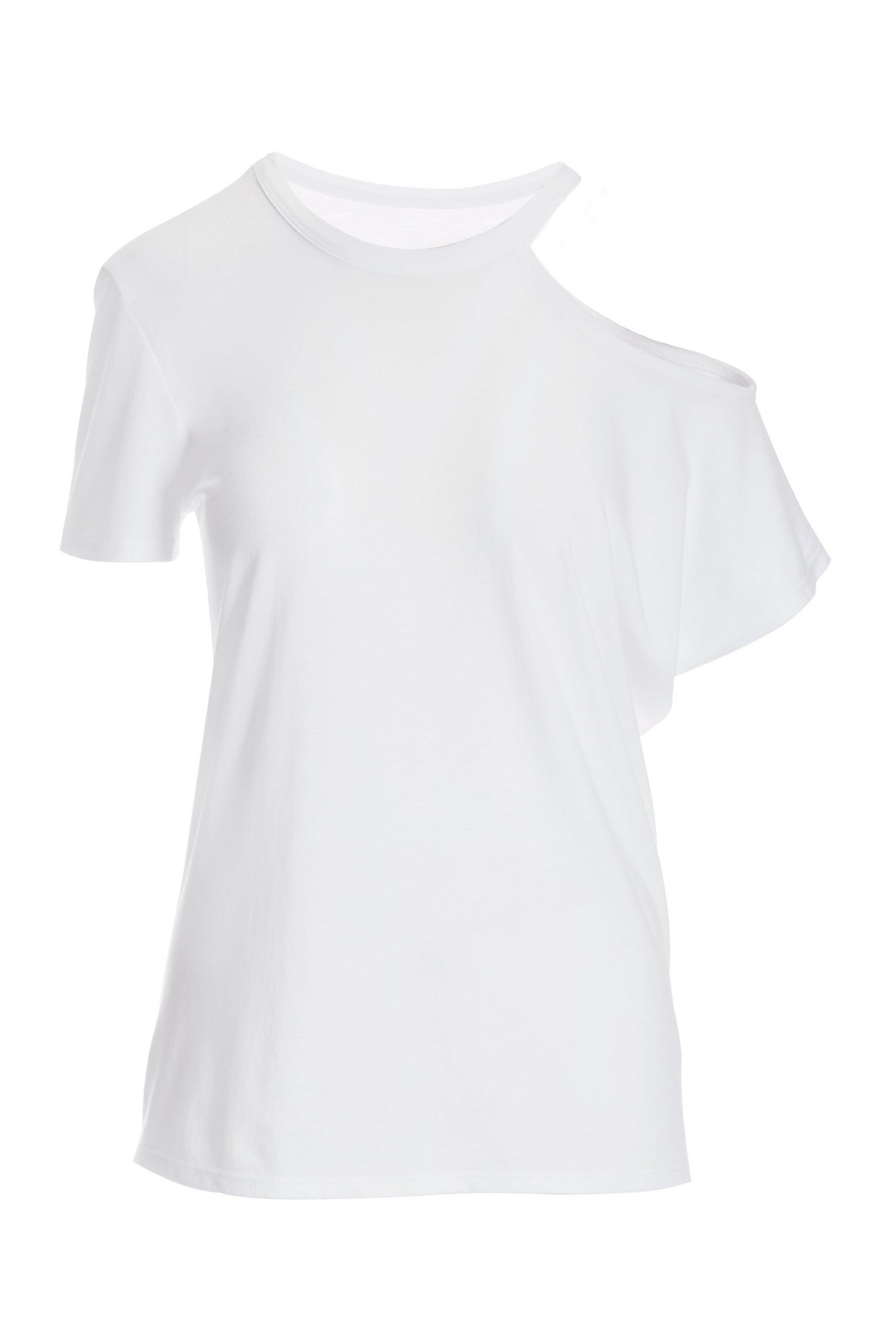 Cut Out One Shoulder Tee White