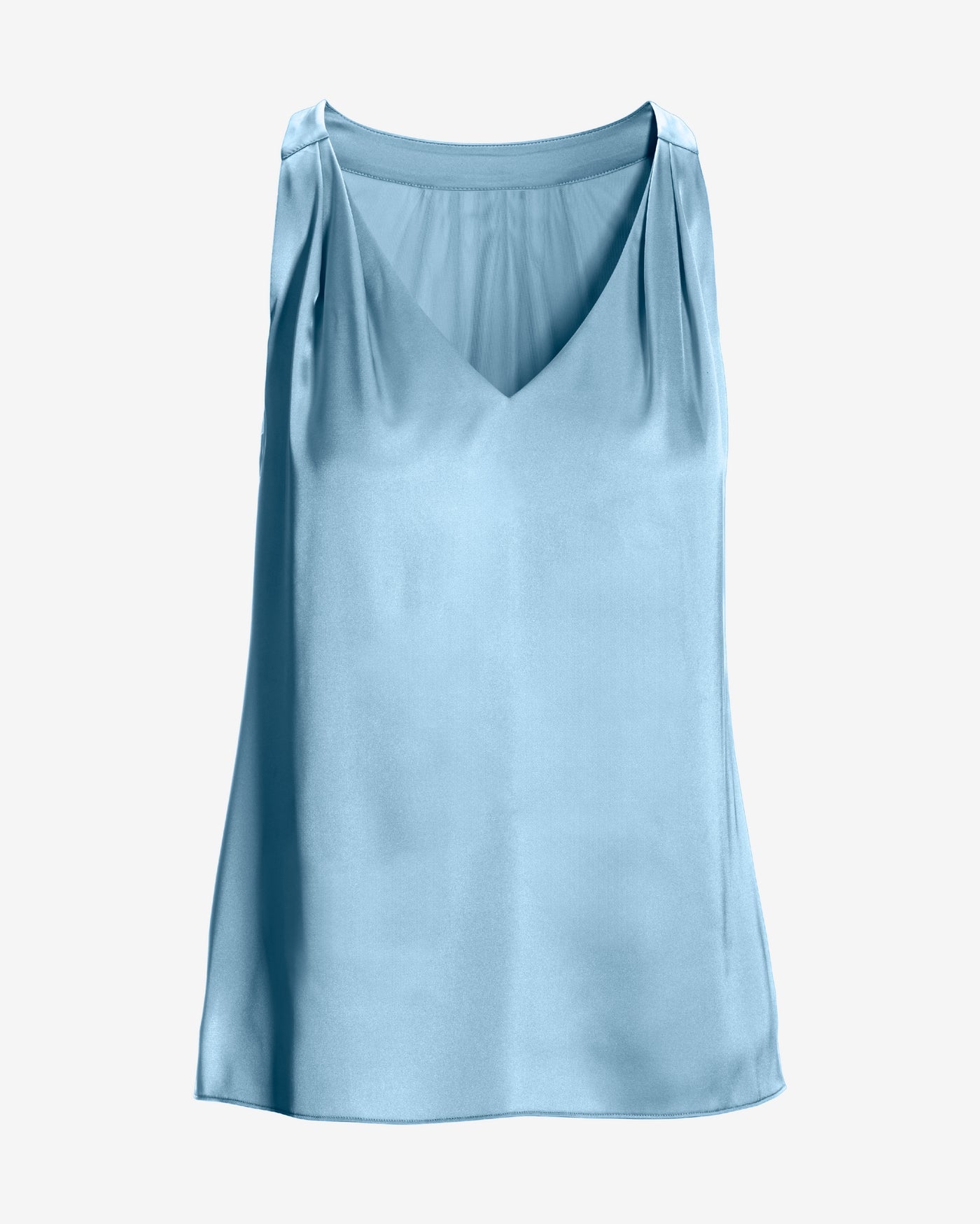 Nikki V-Neck Charmeuse Blouse Cool Blue