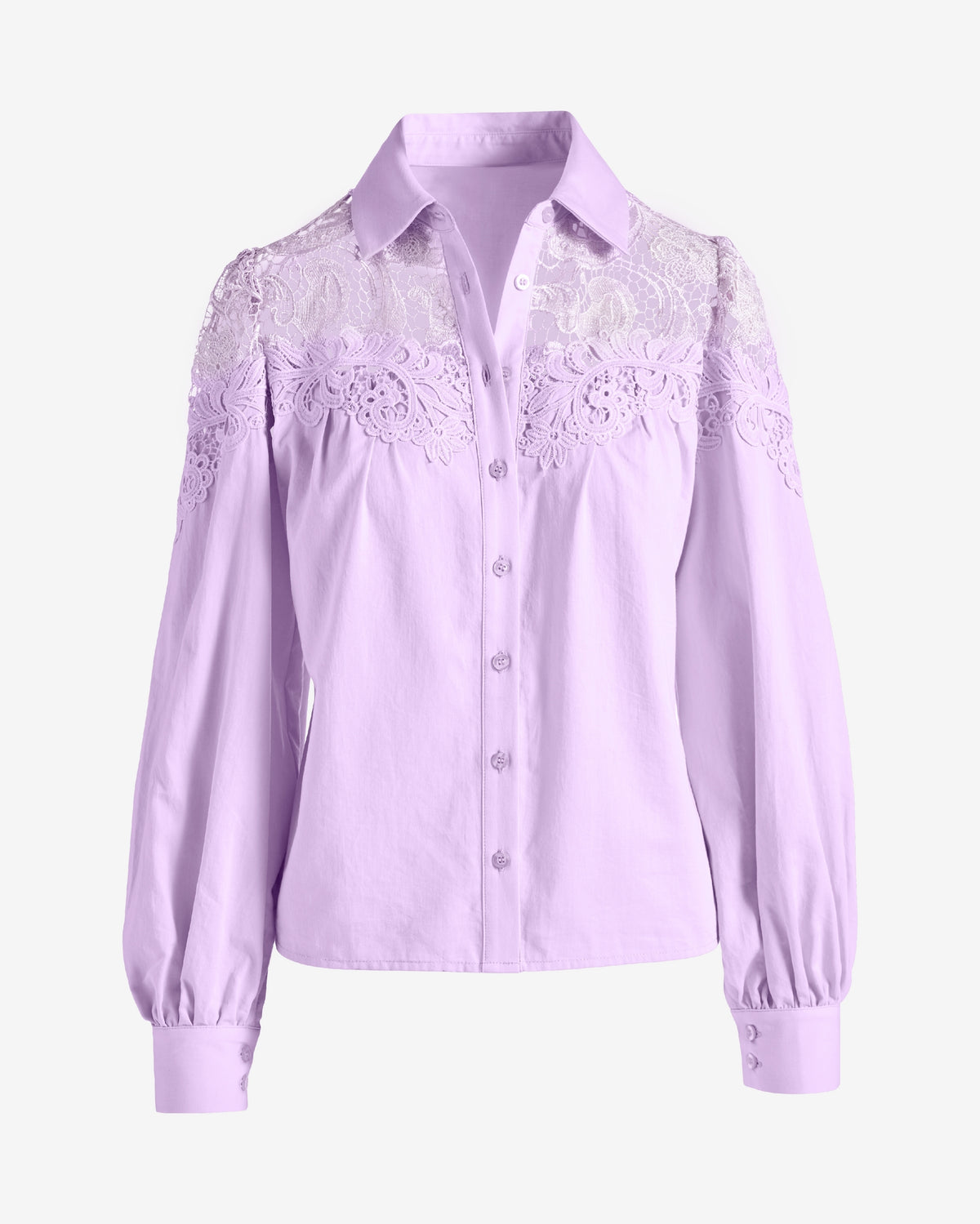 Lace Button Up Shirt Pastel Lilac