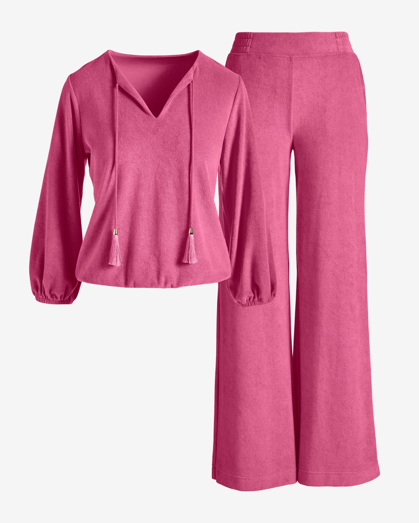 Beach Terry Puff Sleeve Pullover and Pant Set Primrose Pink