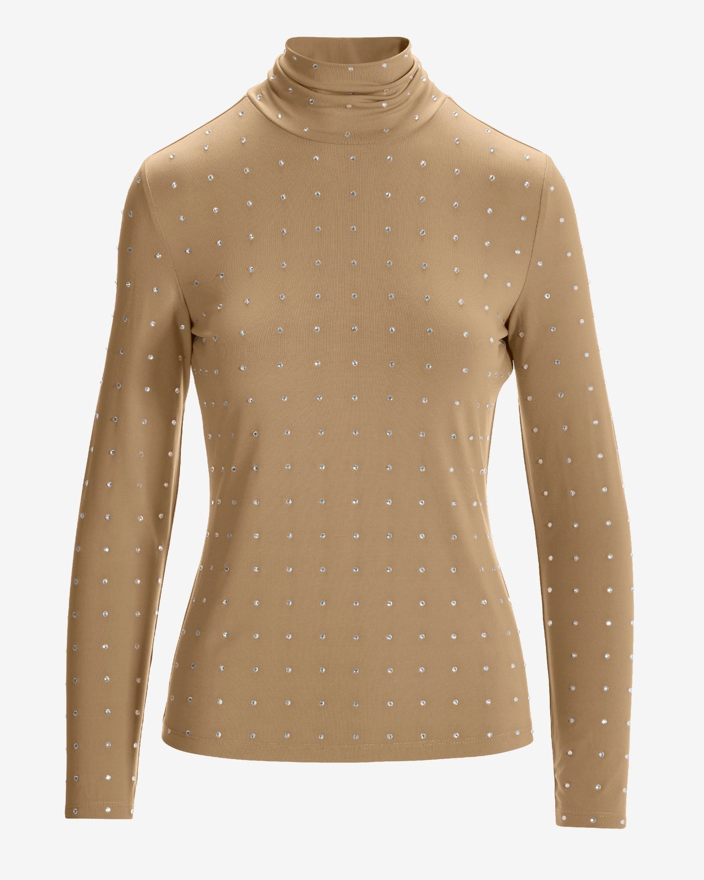 So Chic Rhinestone Long Sleeve Mock Neck Knit Top Nomad