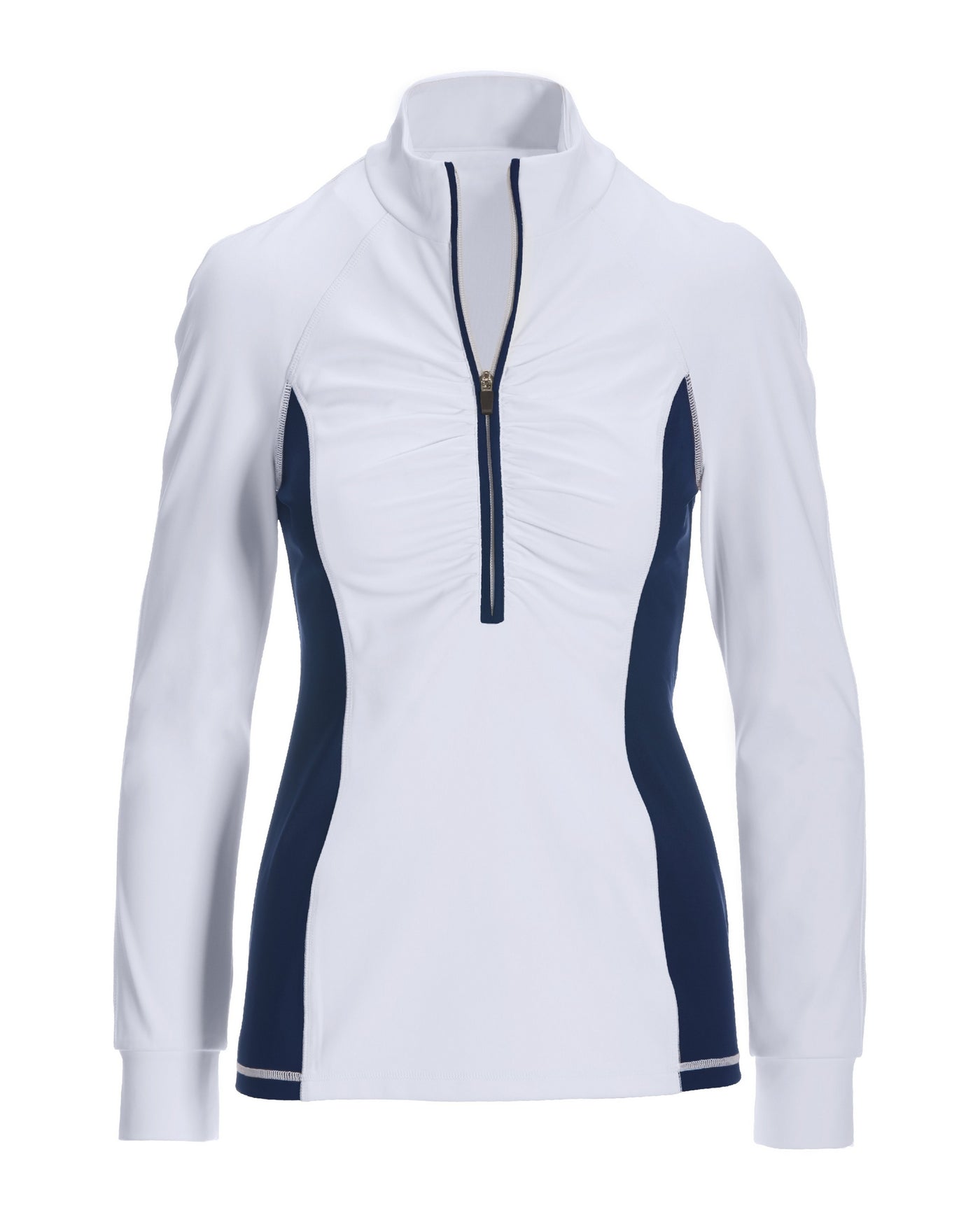 B Active Long Sleeve Ruched Sport Top White/Navy