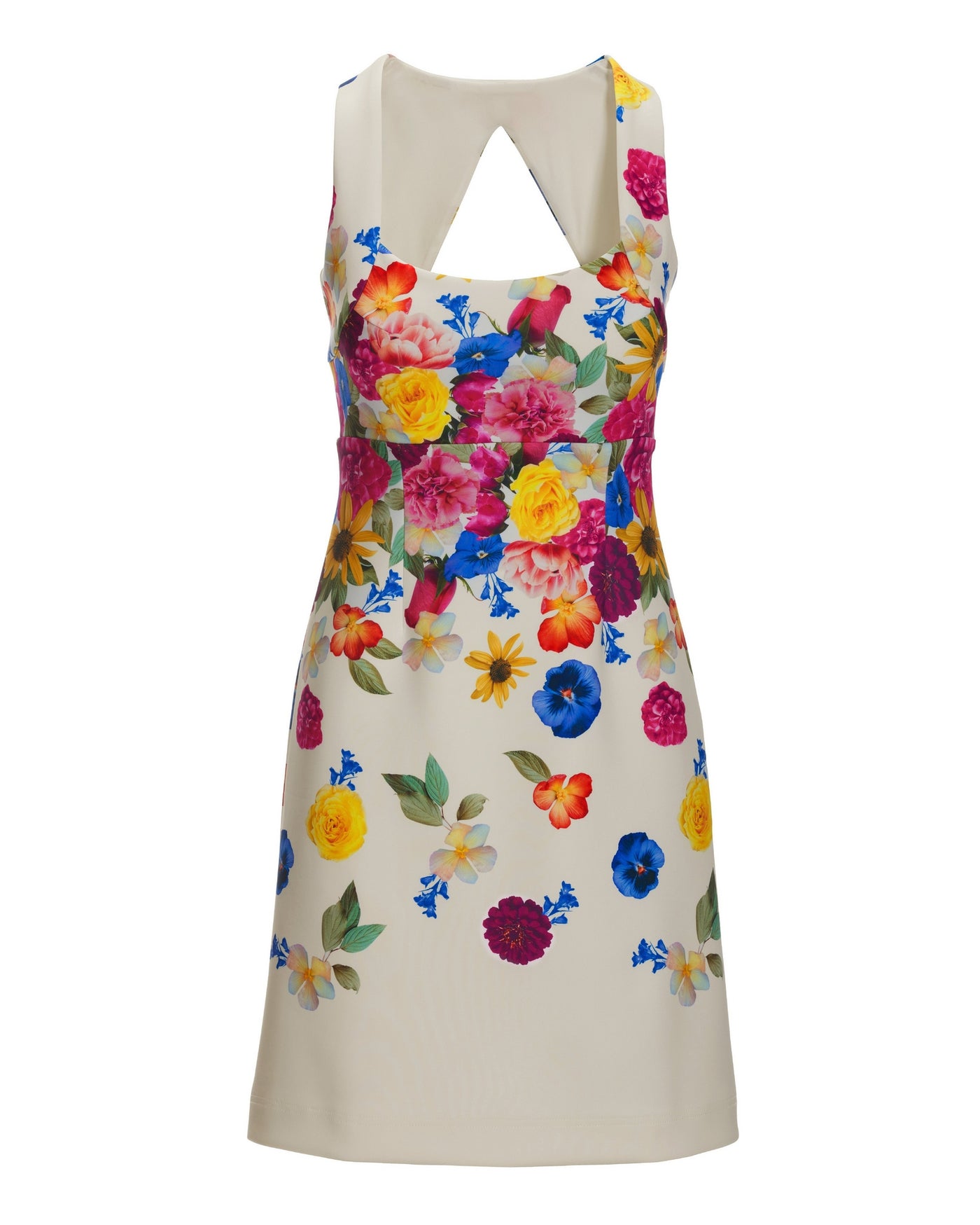Garden Of Eve Placed-Print Square-Neck Scuba Sheath Dress Multi