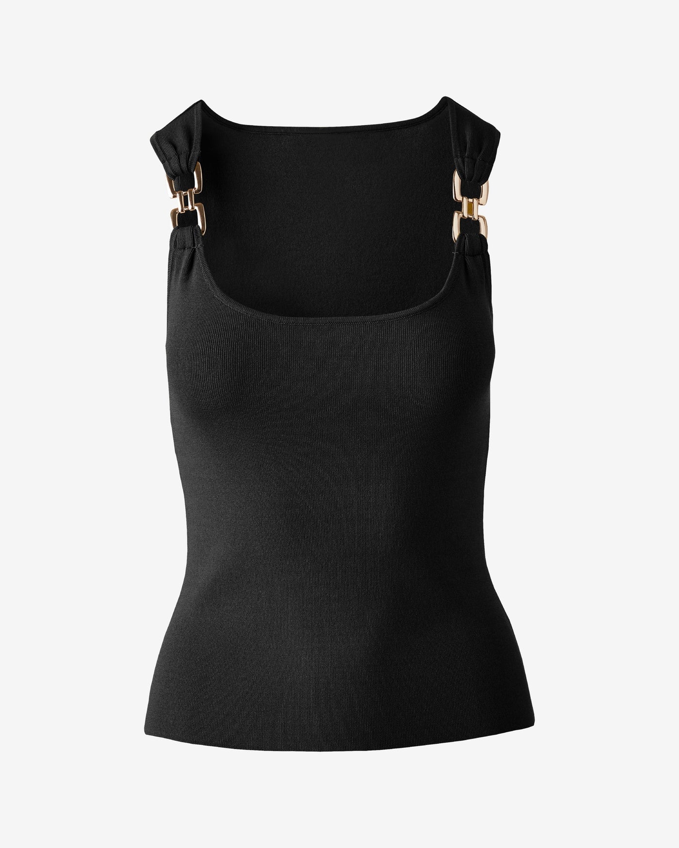 Hardware Detail Scoop Neck Tank Black