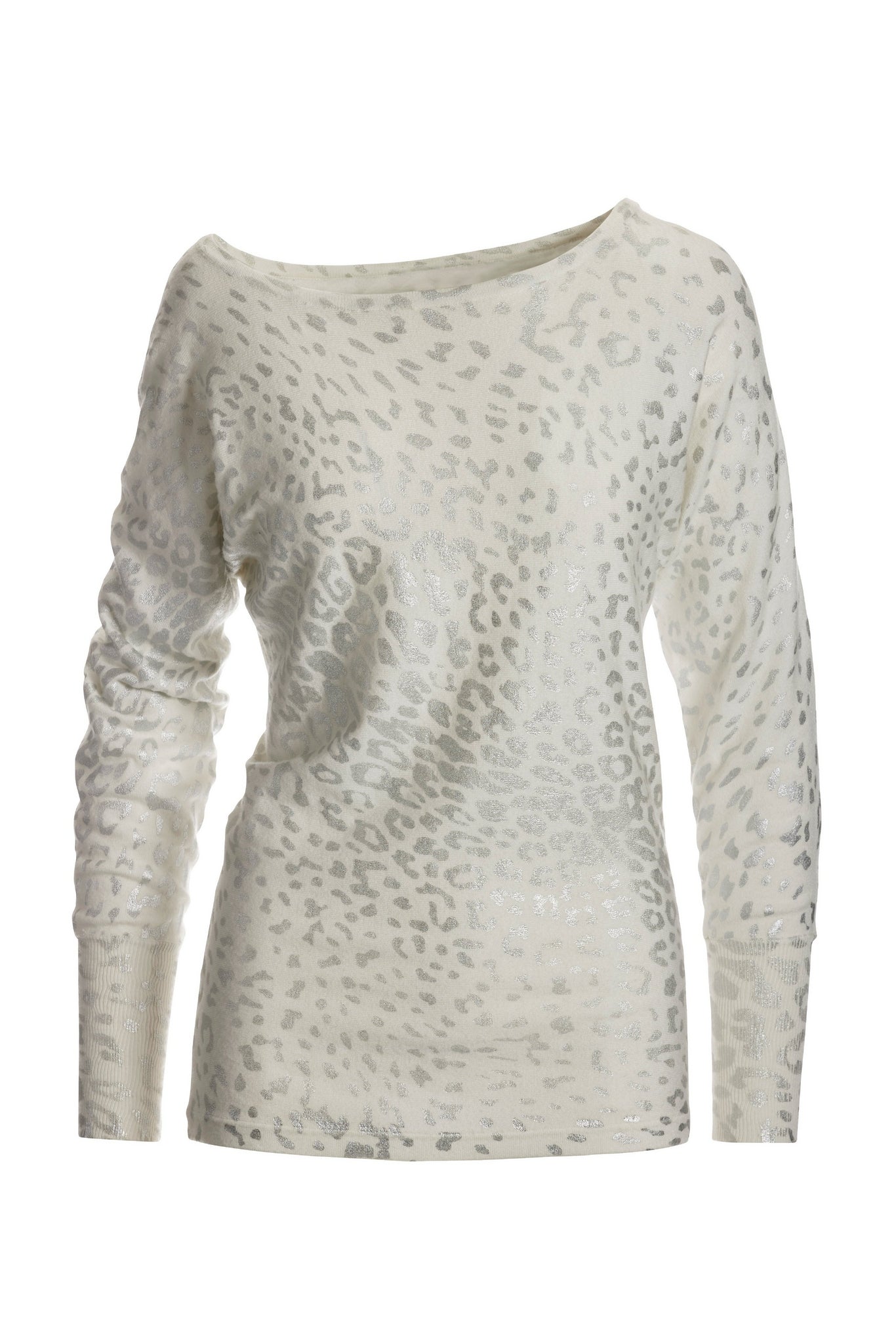 Foil Animal Slouchy Sweater Off White Silver
