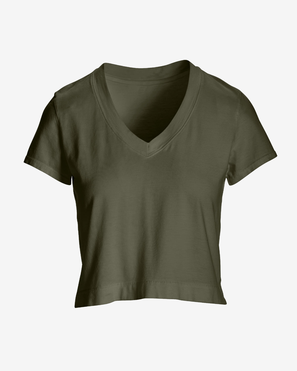 Cotton V Neck Short Sleeve Tee Olive Night