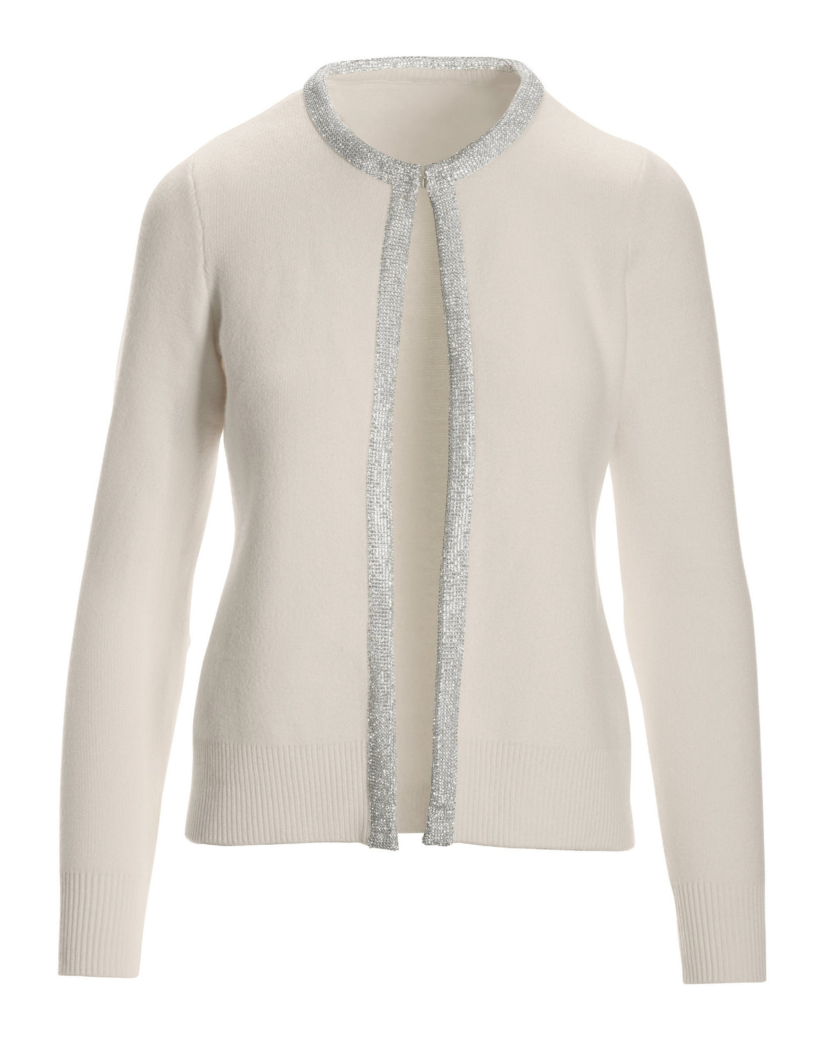 Rhinestone Trim Cardigan Off White