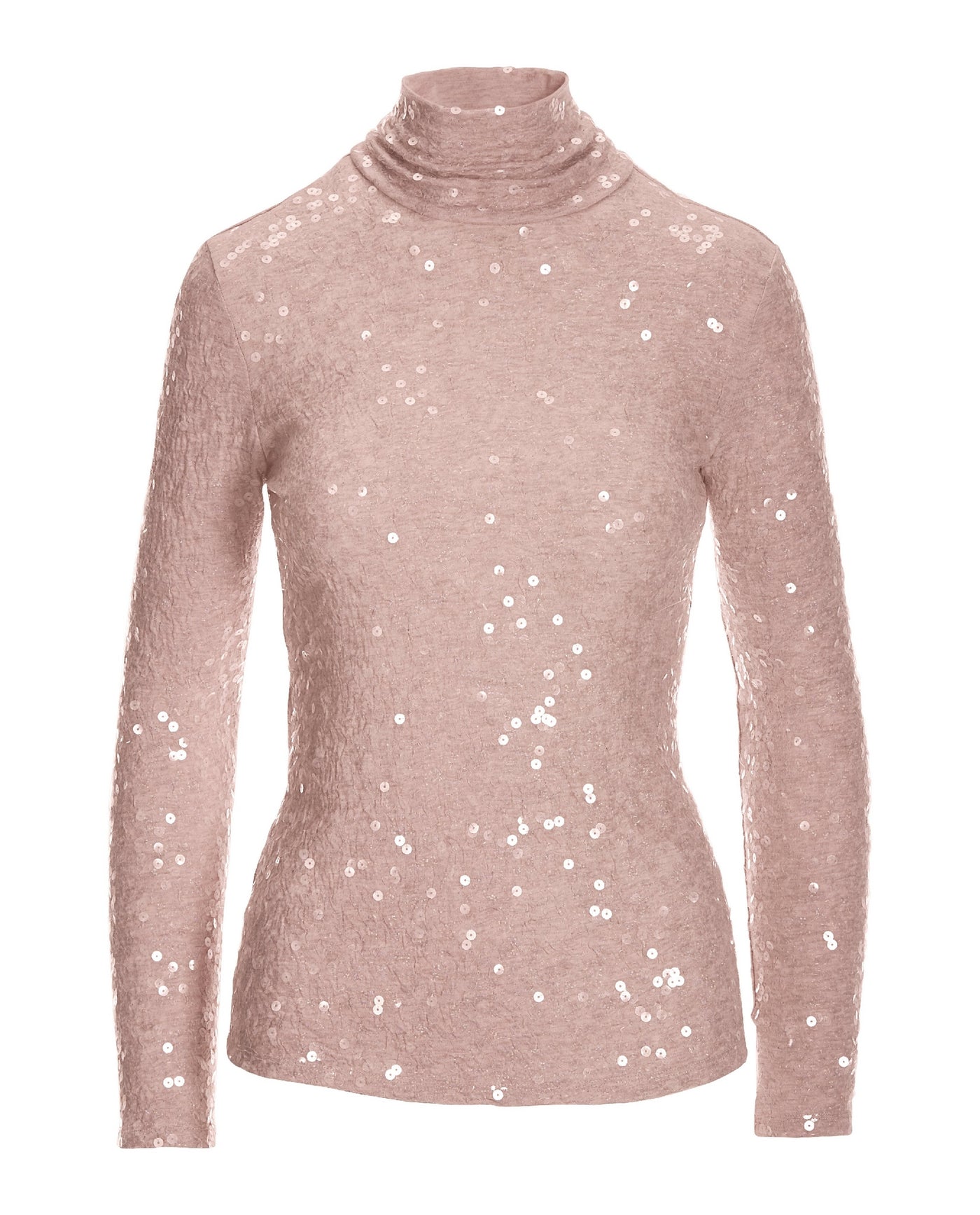 Sequin Knit Turtleneck Top Mauve