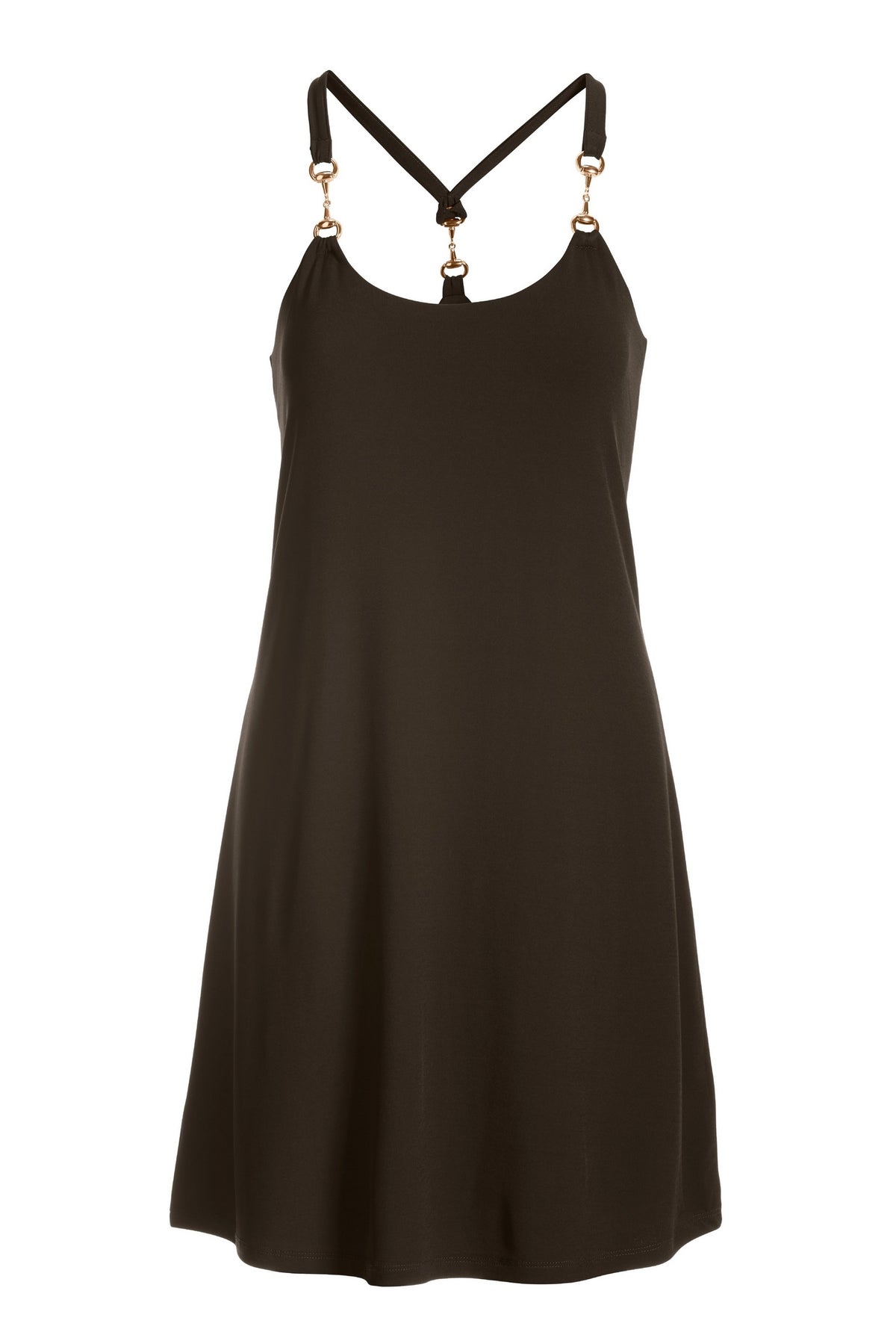 Hardware Sleeveless Tank Dress Chocolate Torte