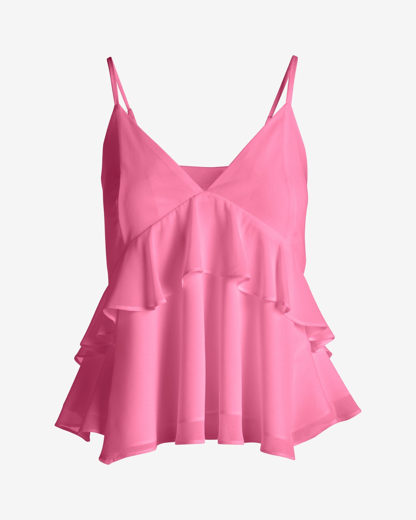 Sleeveless Ruffle Blouse Pink Carnation