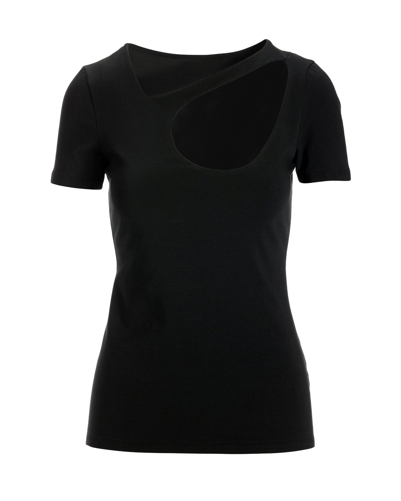 So Sexy Wide Cutout Short-Sleeve Knit Top Black