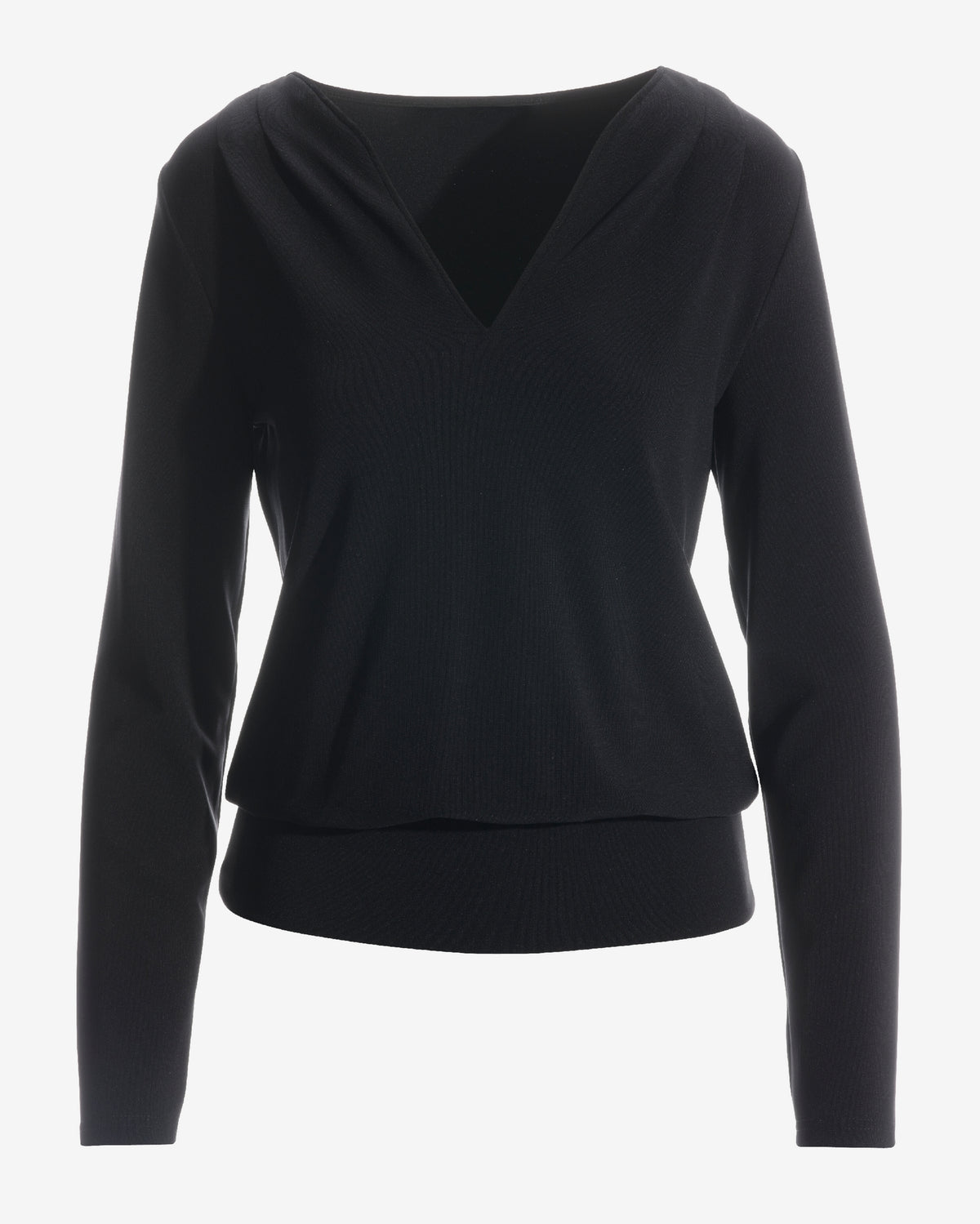 Beyond Travel Long Sleeve Stand Collar Blouson Top Jet Black