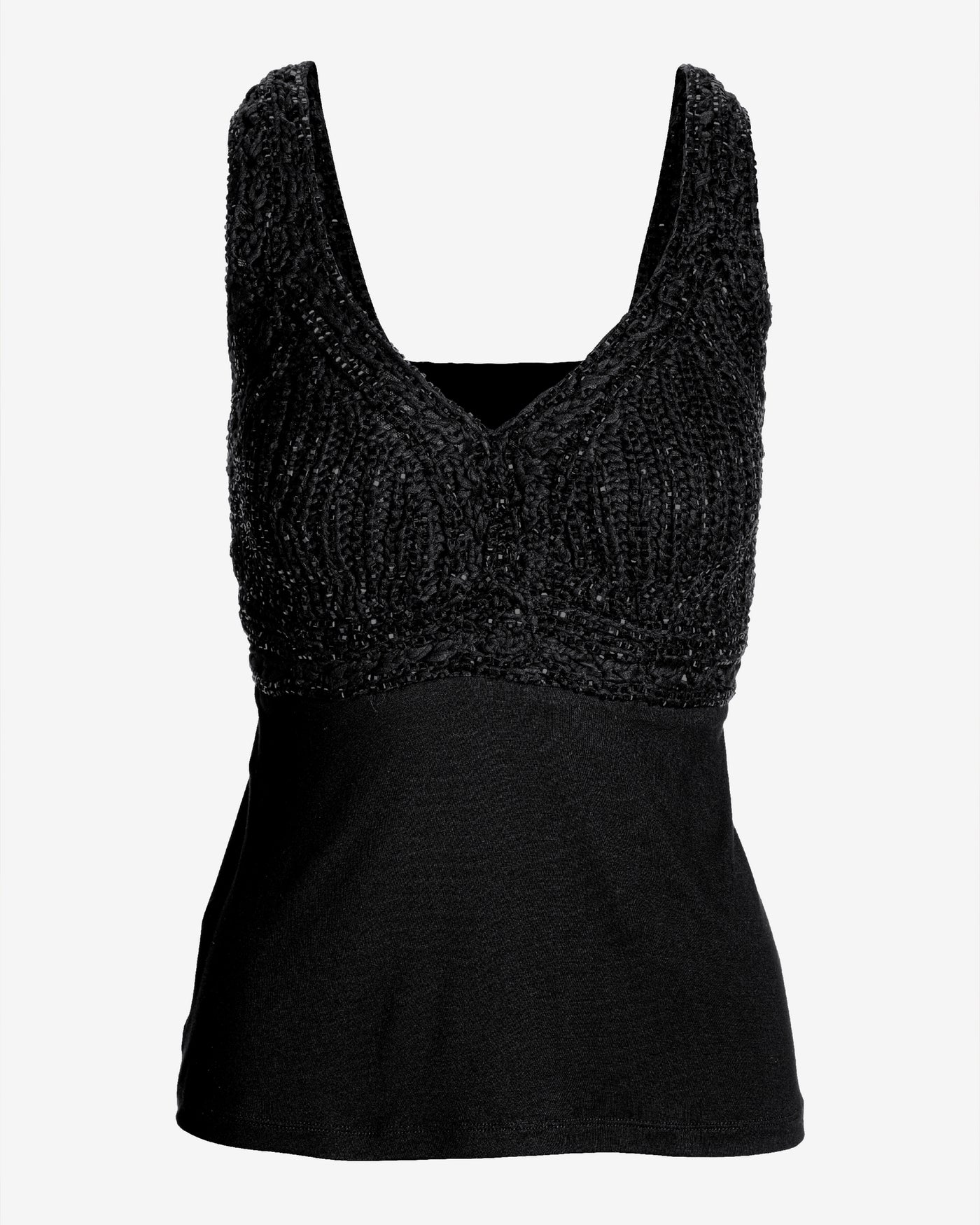 Macramé Embellished Knit Top Proper Black