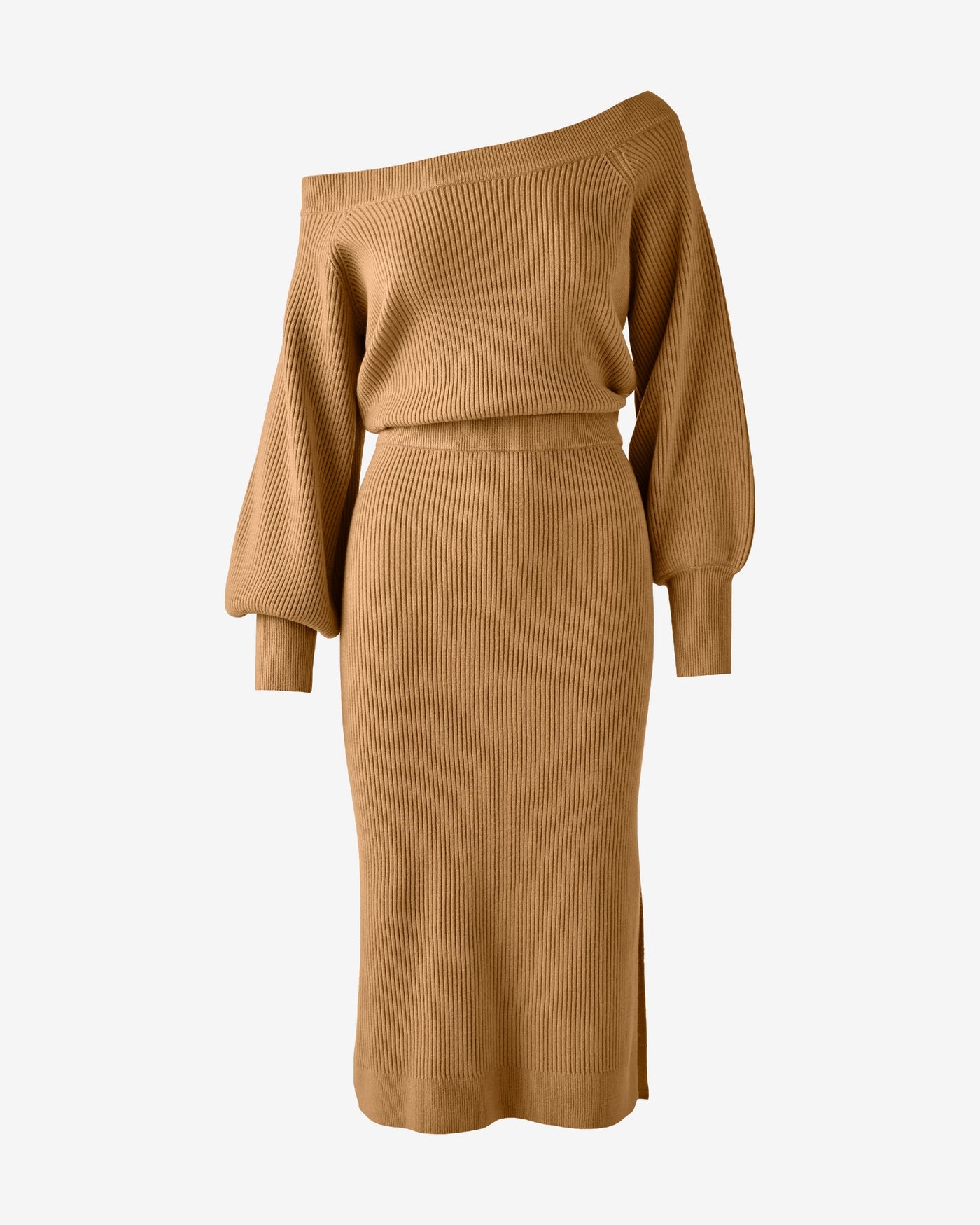 Slouchy Rib Sweater Midi Dress Cafe Au Lait