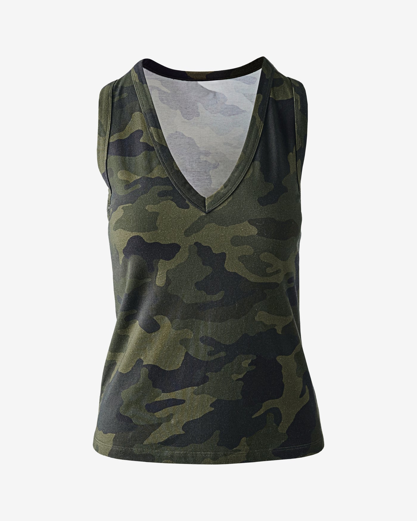 Printed V Neck Knit Tank Camo Pride