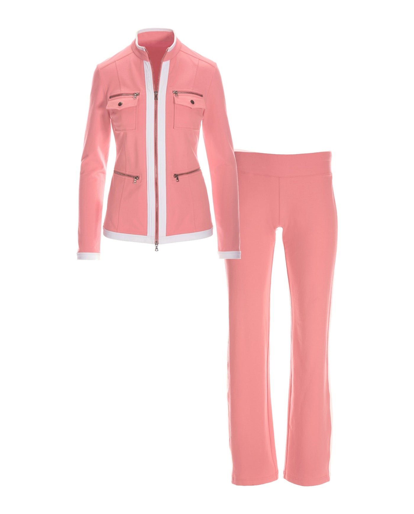Chic Zippered Sport Coordinate Set Pink Icing
