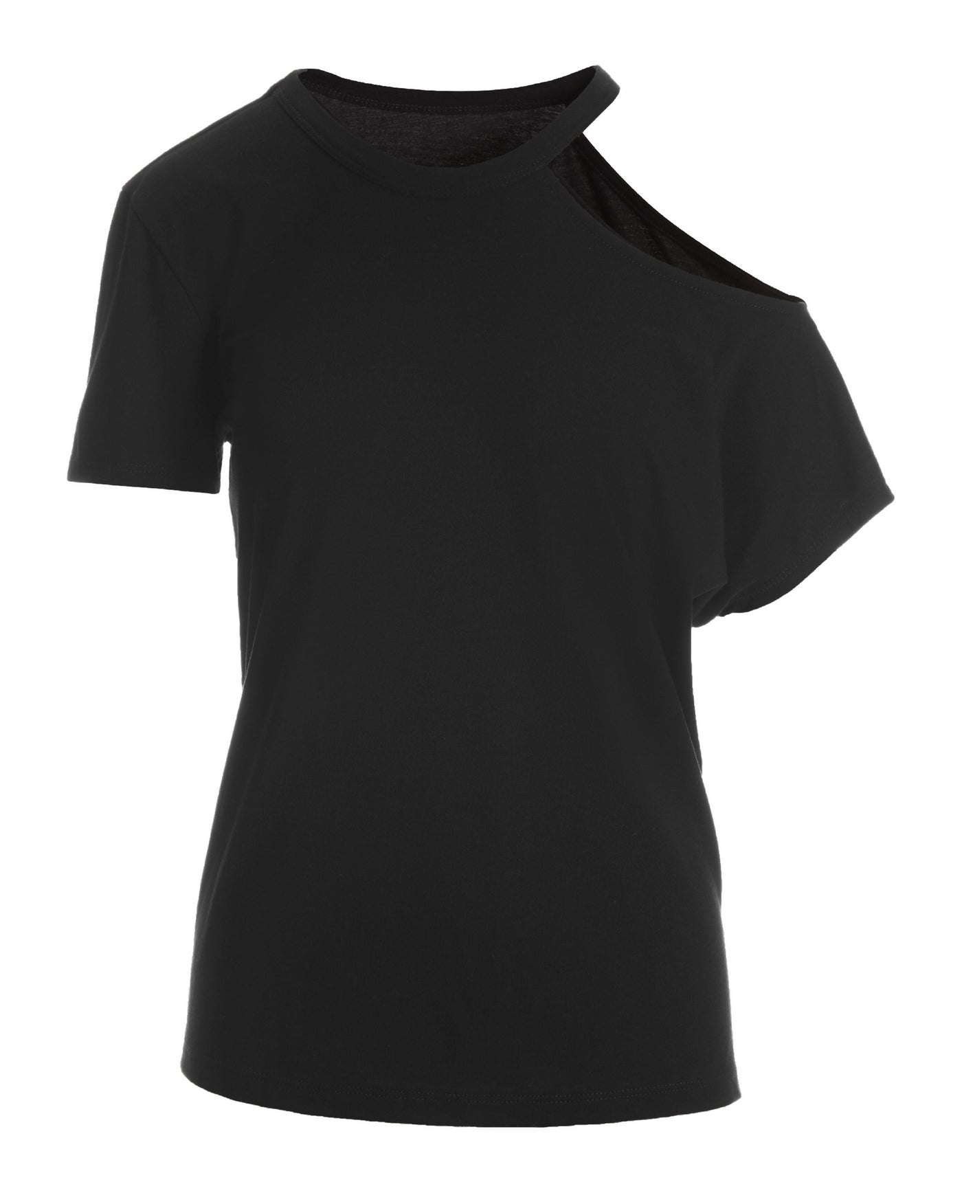 Cut Out One Shoulder Tee Black