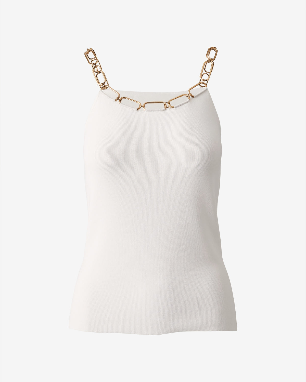 Fine Gauge Chain Scoop Neck Sweater Top Off White