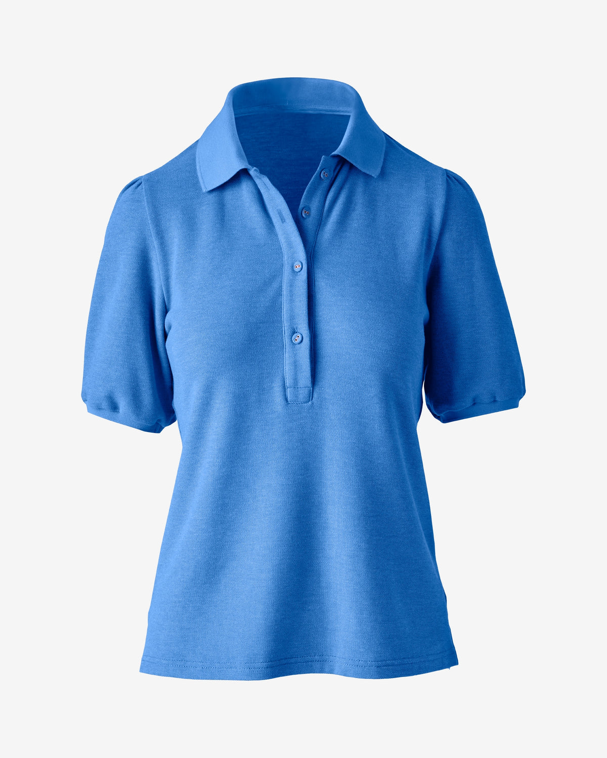 Puff Sleeve Pique Polo Shirt Ultramarine