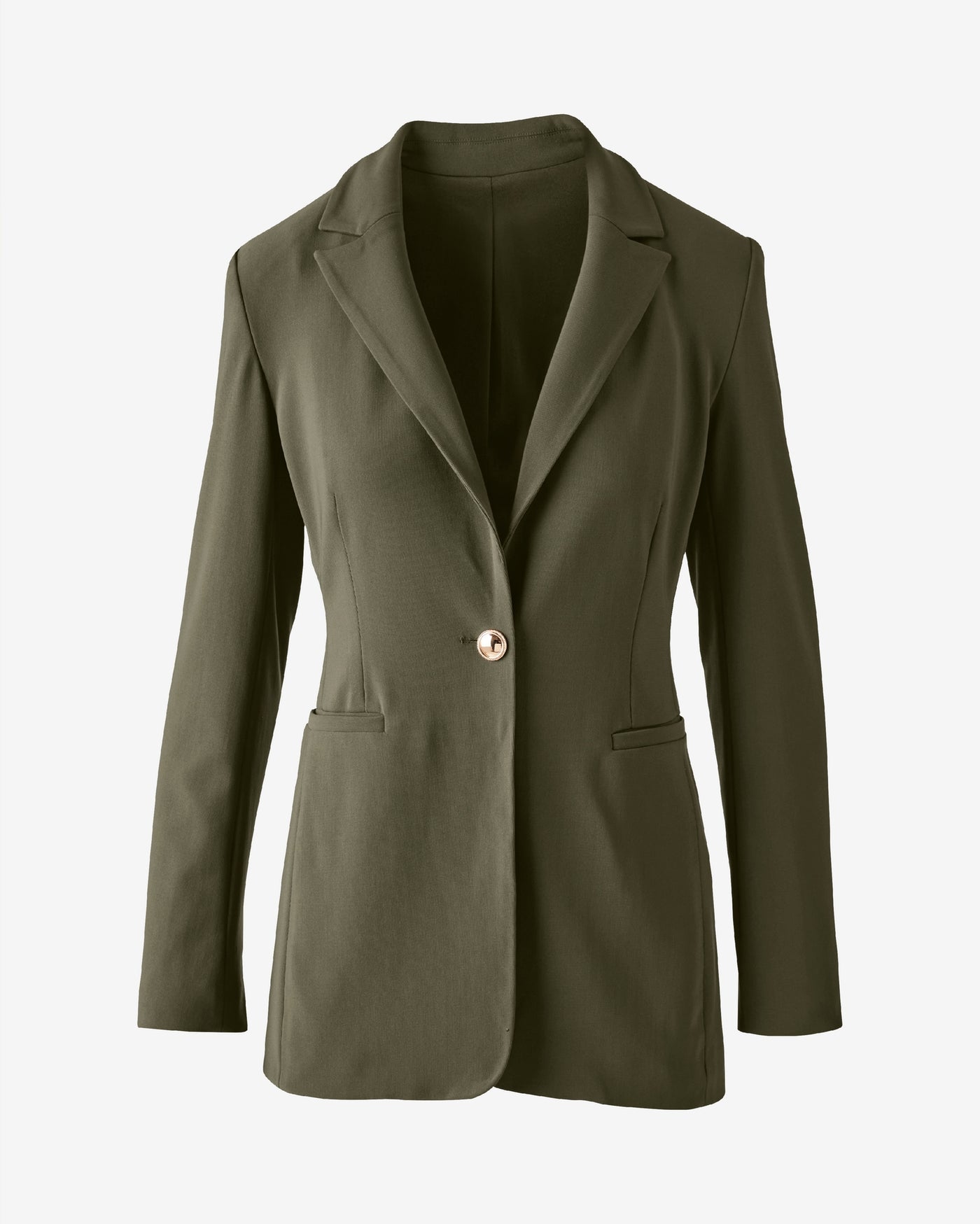 Beyond Travel Tailored Single Button Blazer Olive Night