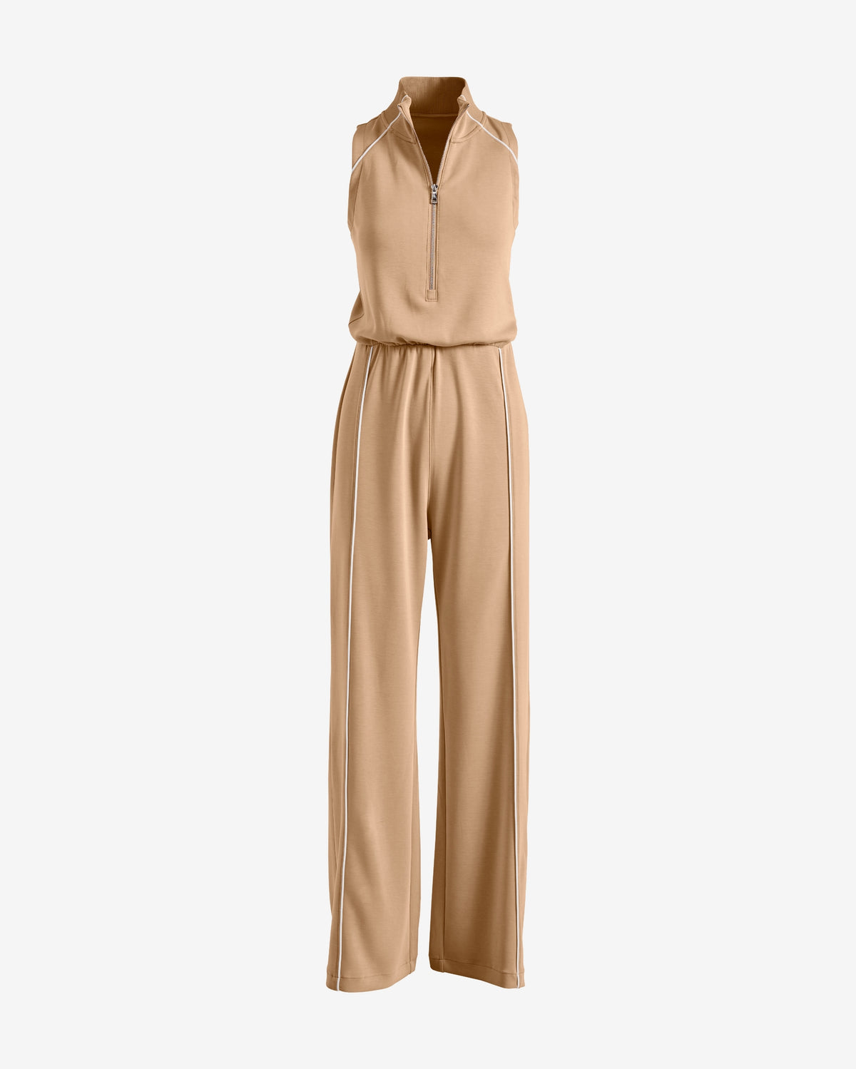 Luxe Lounge Piped Jumpsuit Sesame