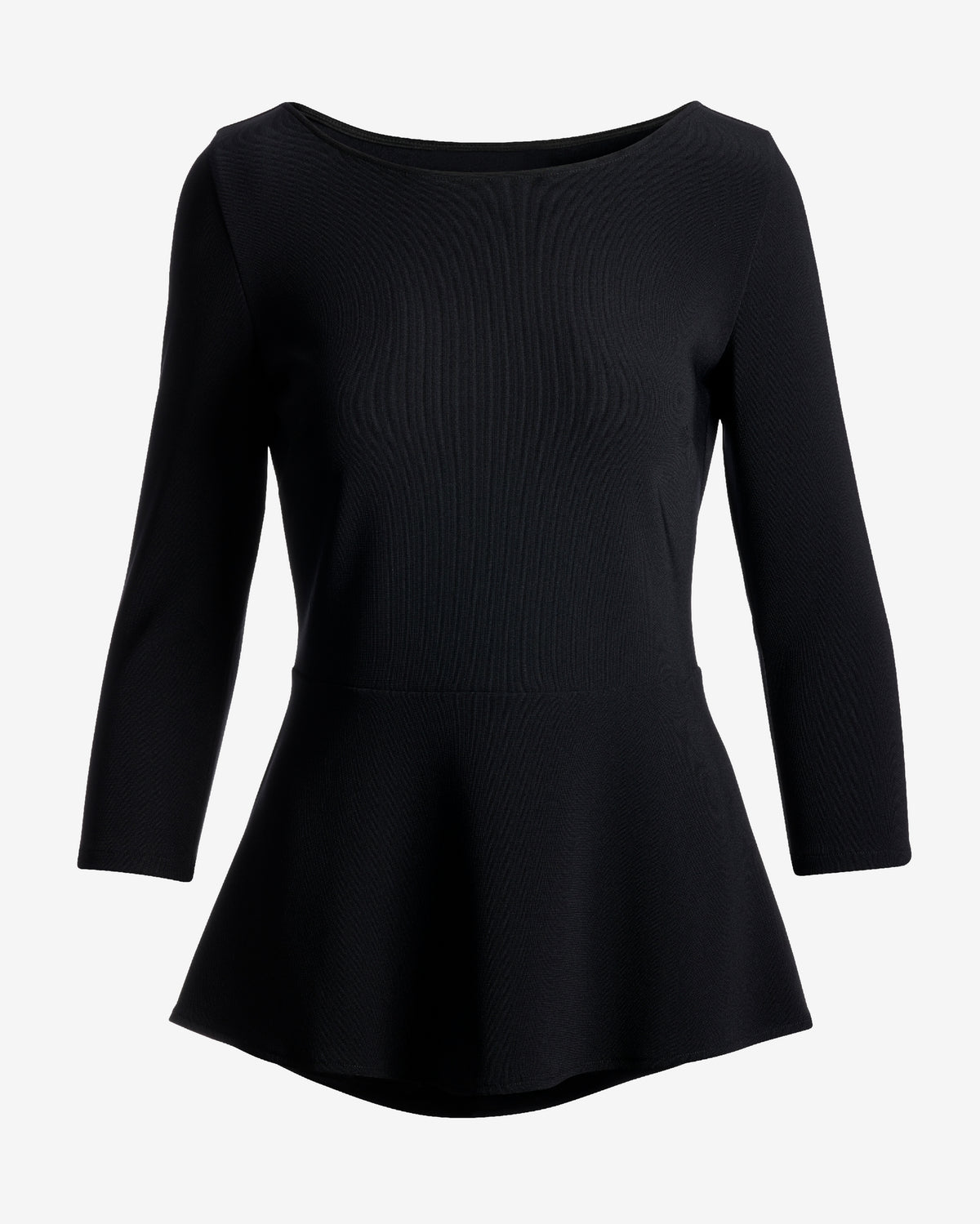 Beyond Travel Ballet Neck Peplum Top Jet Black