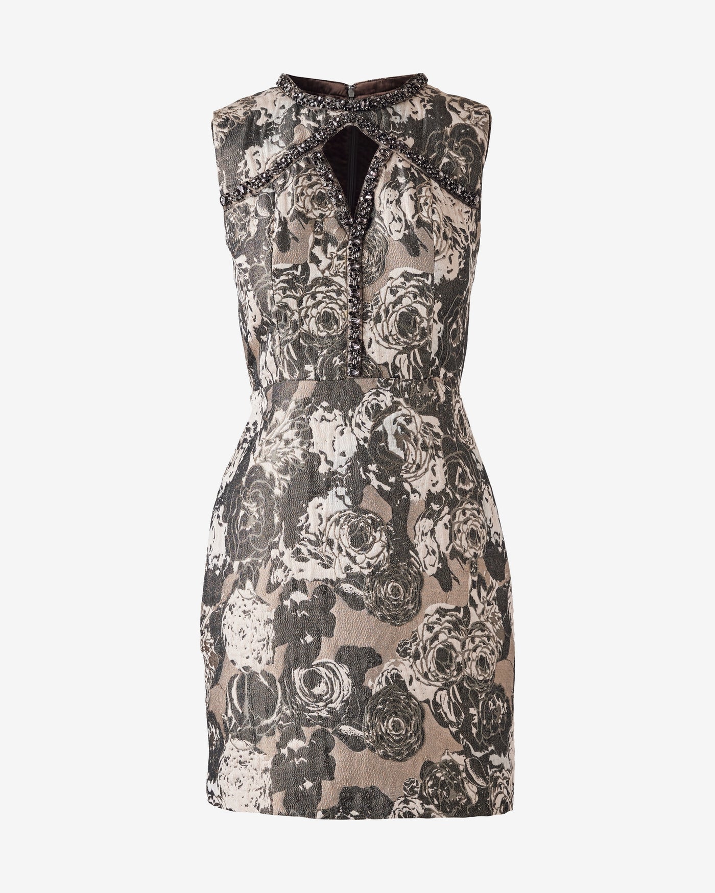 Embellished Jacquard Sheath Dress Black/White