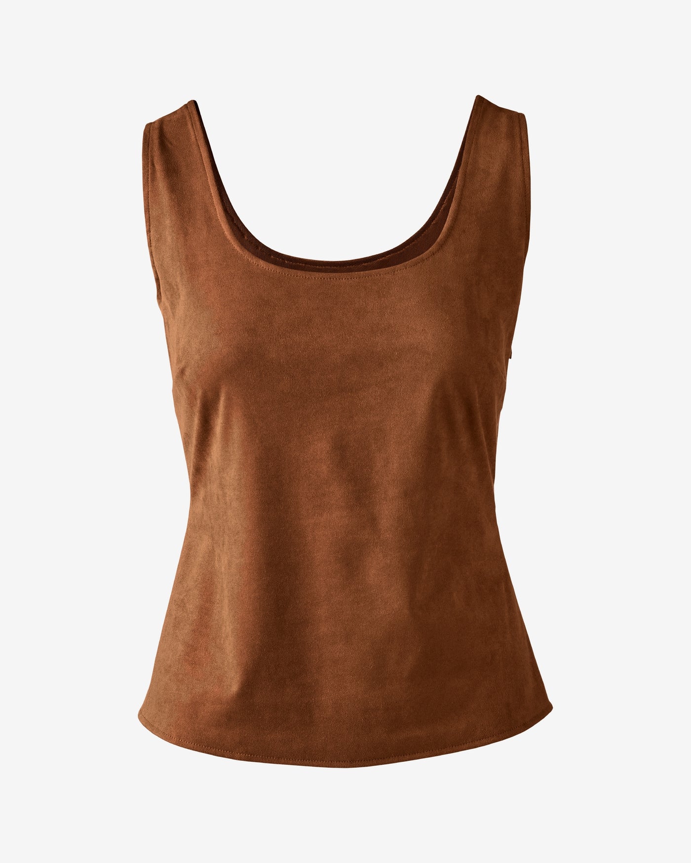 Faux Suede Scoop Neck Tank Top Tortoise Shell