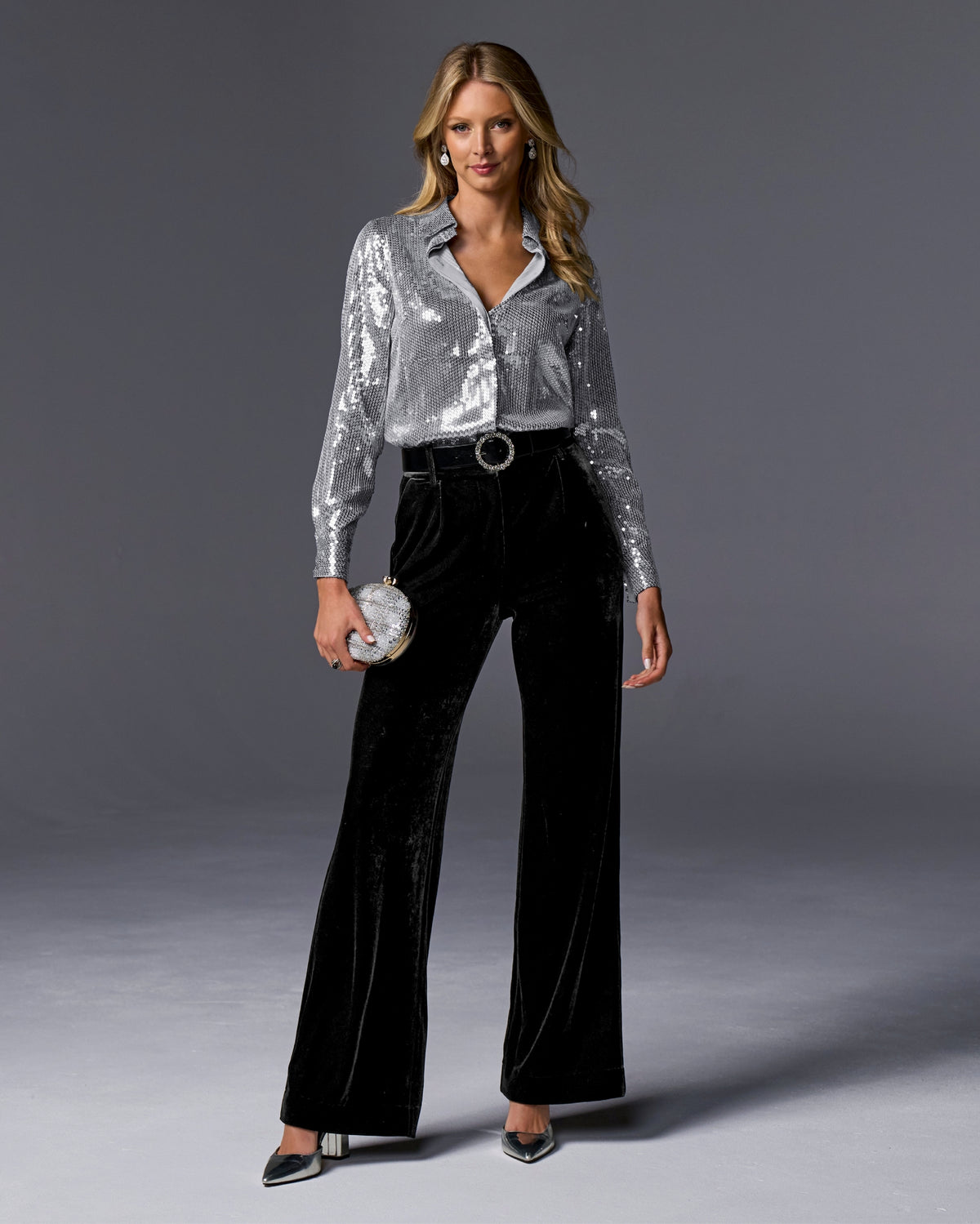 Crystal Gem Embellished Buckle Belt Black