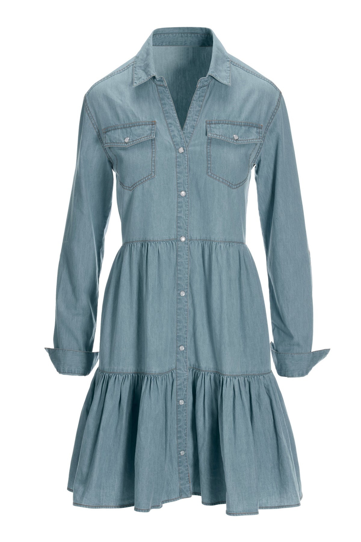 Tencel Tiered Dress Medium Wash