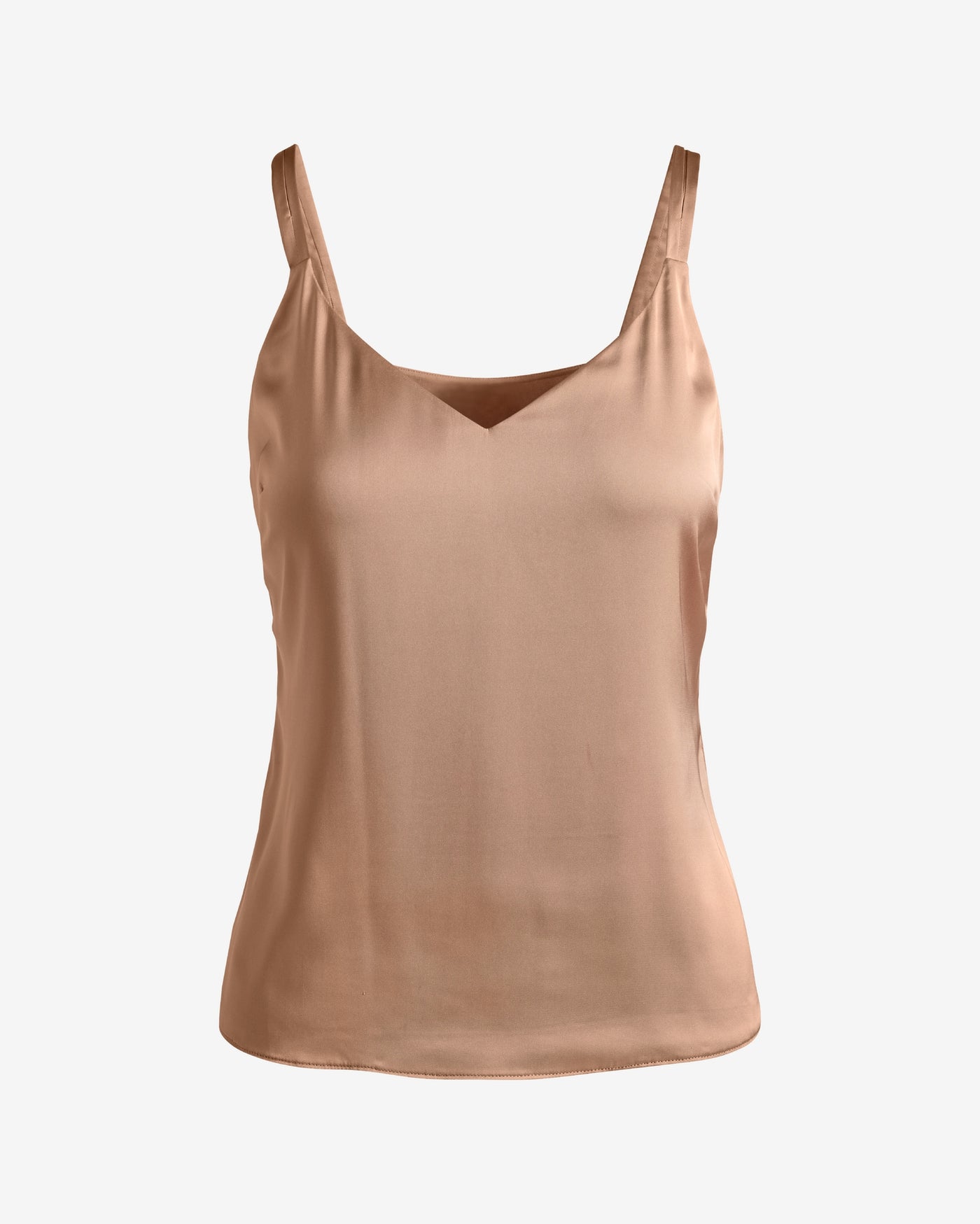 Lexi Sleeveless V-Neck Charmeuse Blouse Cappuccino