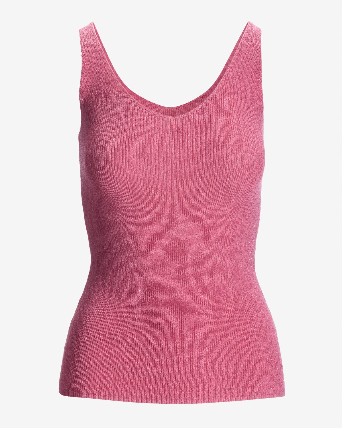 Metallic V Neck Sweater Tank Sachet Pink