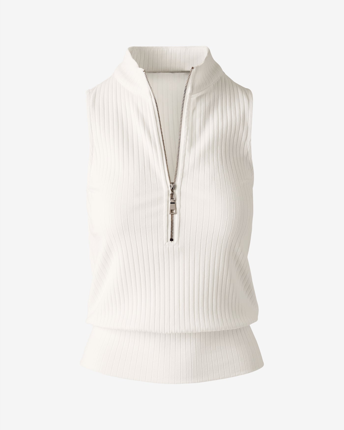 Sleeveless Zip Up Tank Pure White