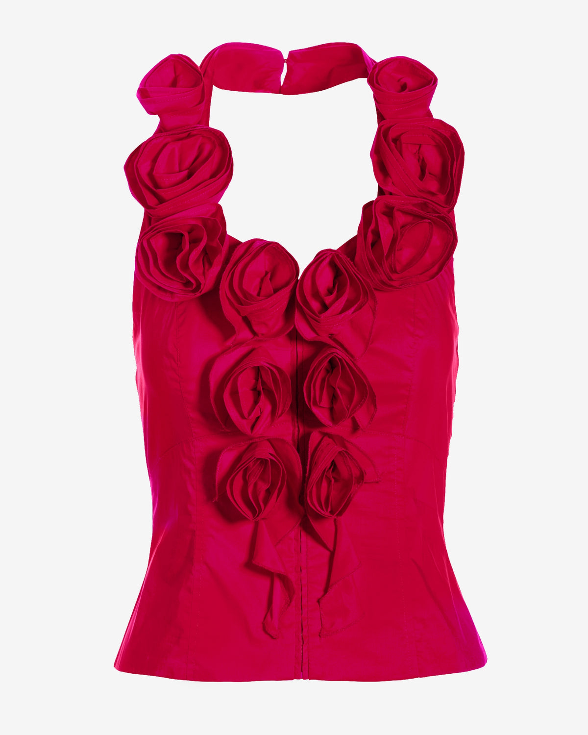 Rosette Poplin Halter Top True Red