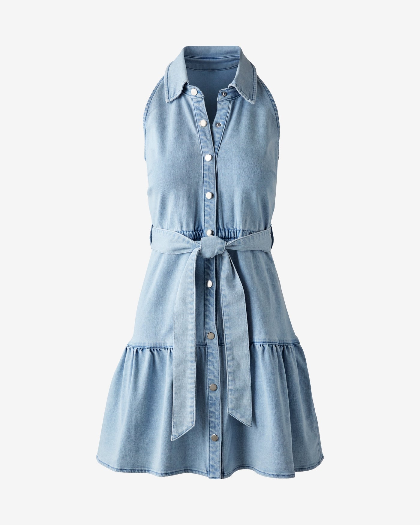 Collared Denim A Line Dress Light Wash
