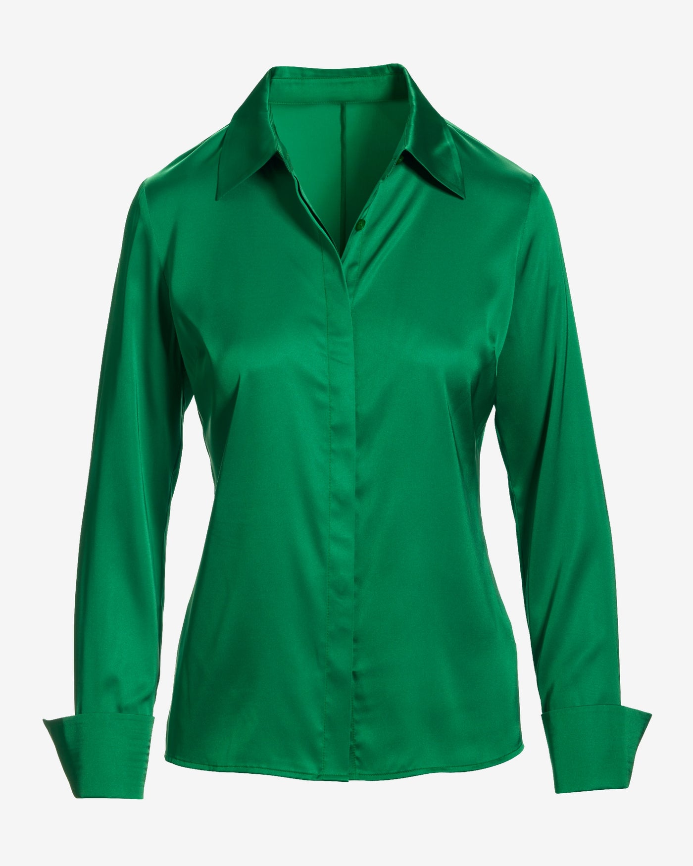 Sophia Button-Up Charmeuse Blouse Bright Green